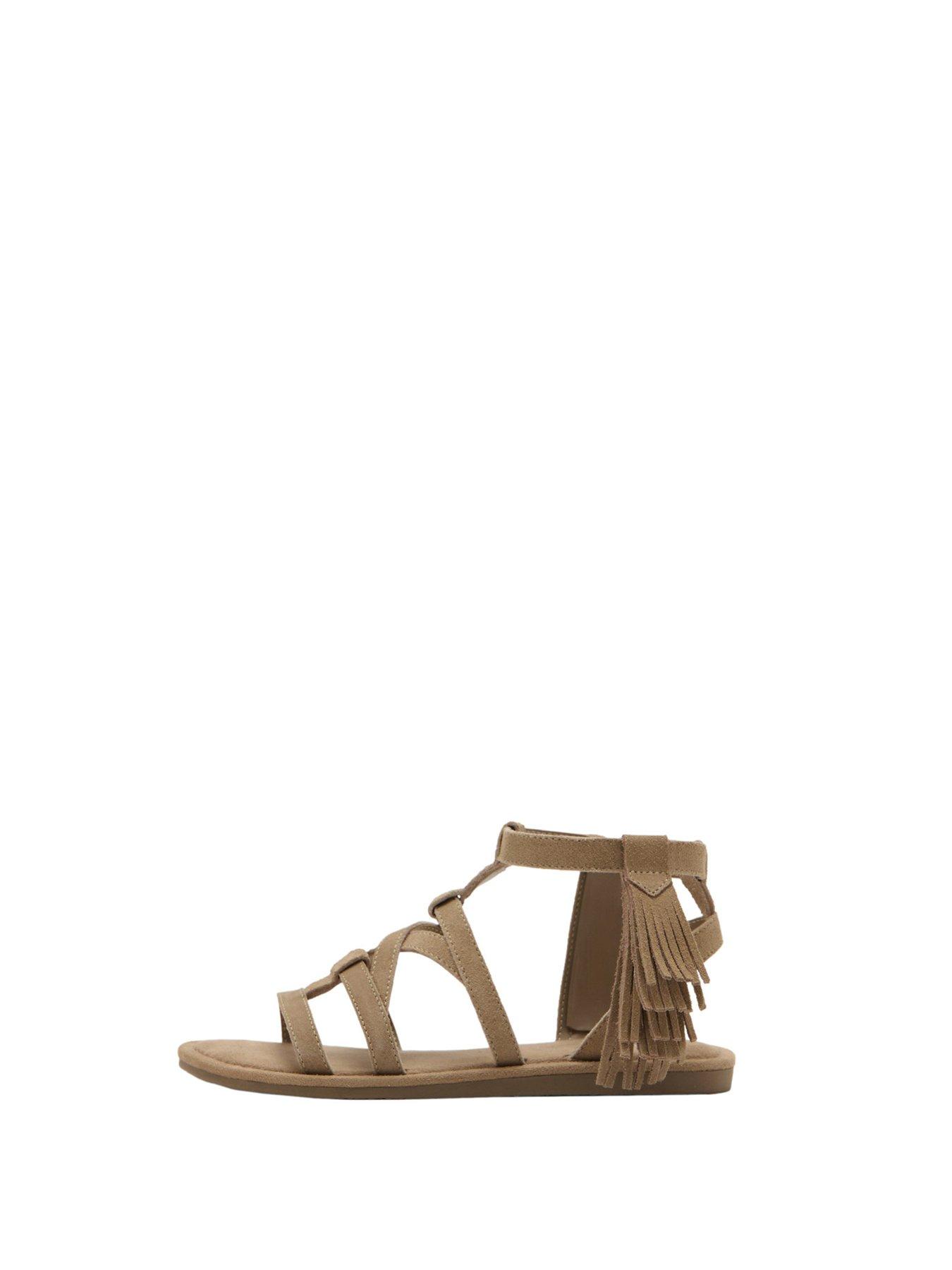 Image 6 of 6 of Mango Girls Leather Fringed Sandals - Brown