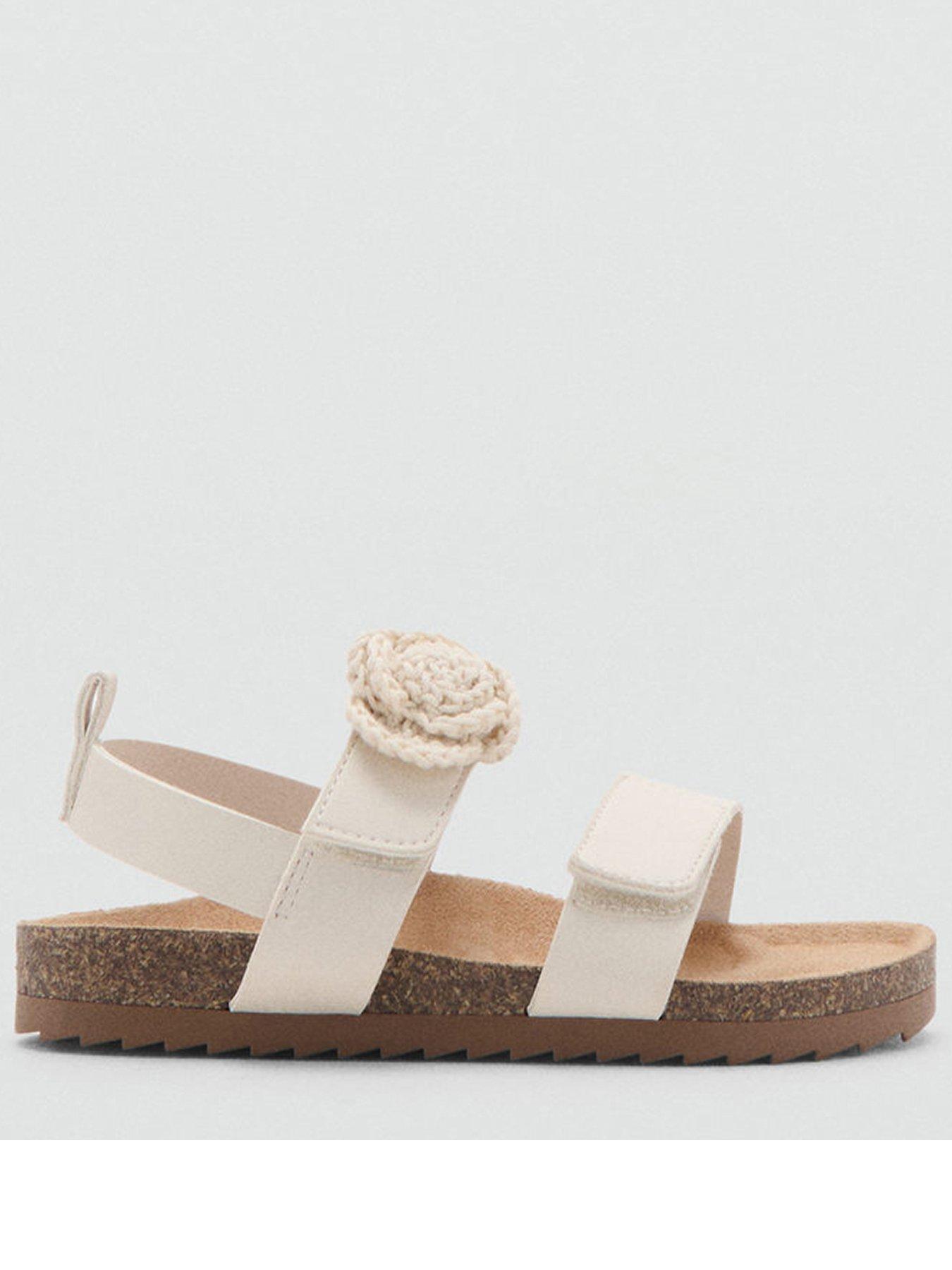 Mango Younger Girls Crochet Flower Sandals - Light Cream