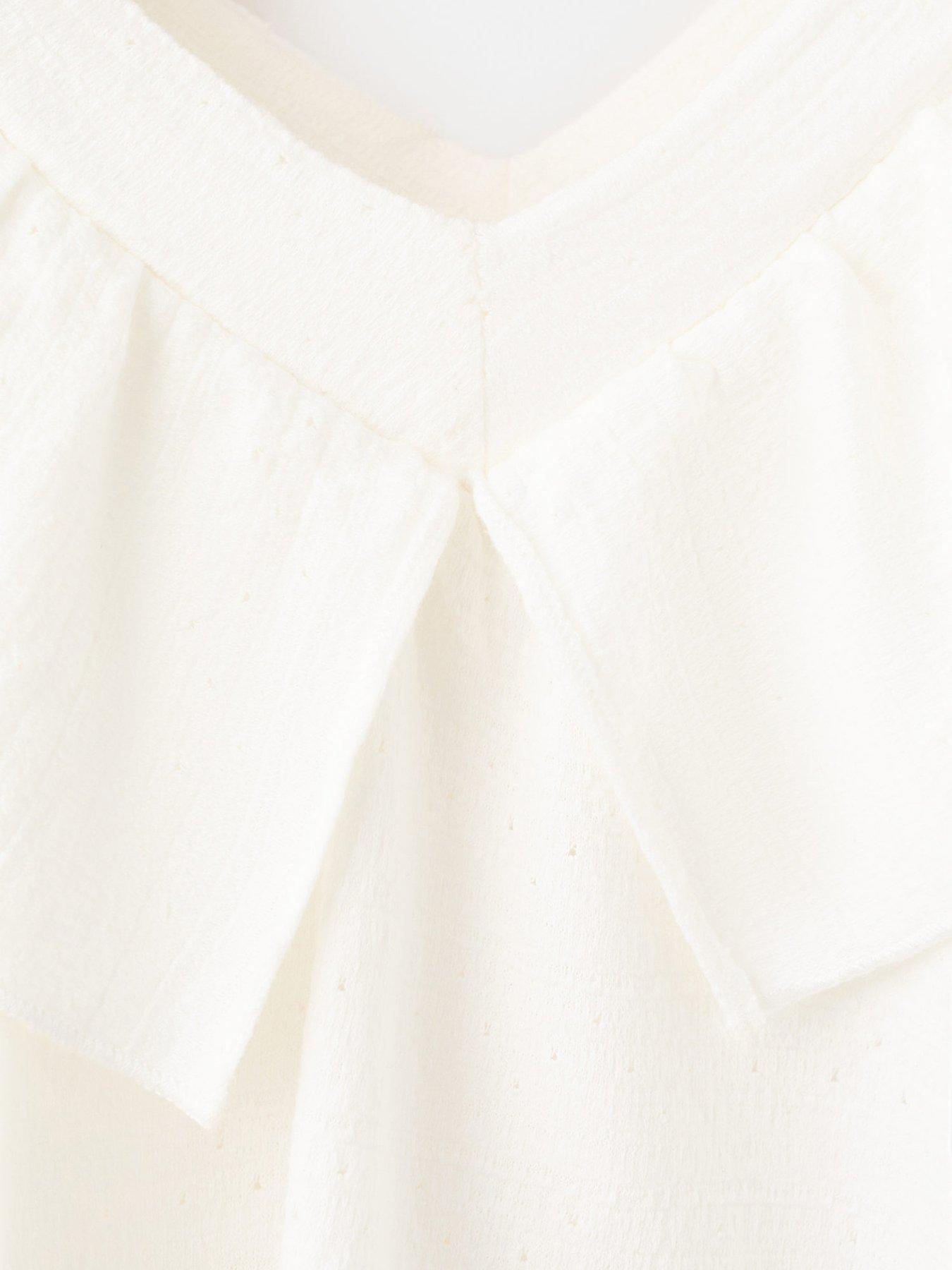 Image 4 of 4 of Mango Younger Girls V Neck Dress - Light Cream