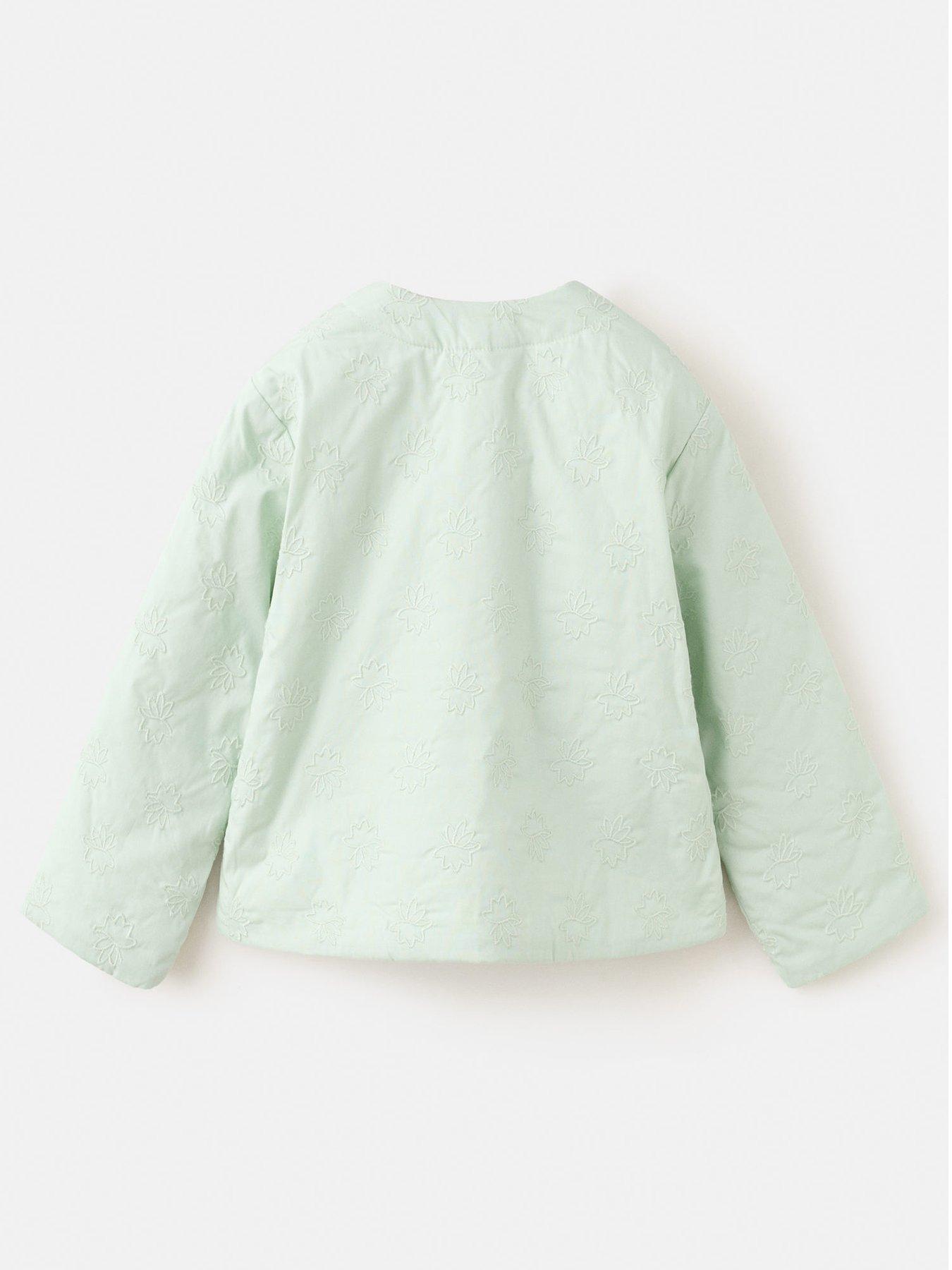 Image 2 of 4 of Mango Younger Girls Embroidered Jacket - Light Green