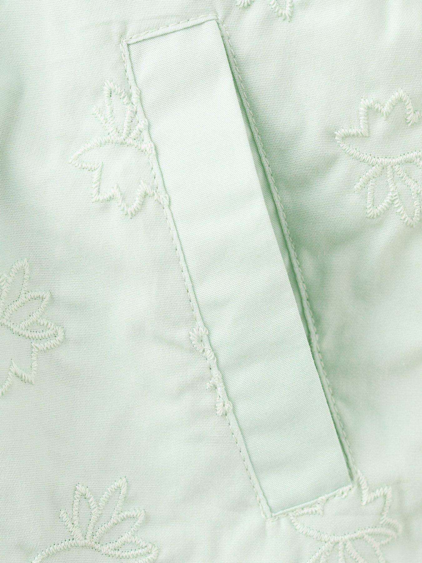 Image 3 of 4 of Mango Younger Girls Embroidered Jacket - Light Green