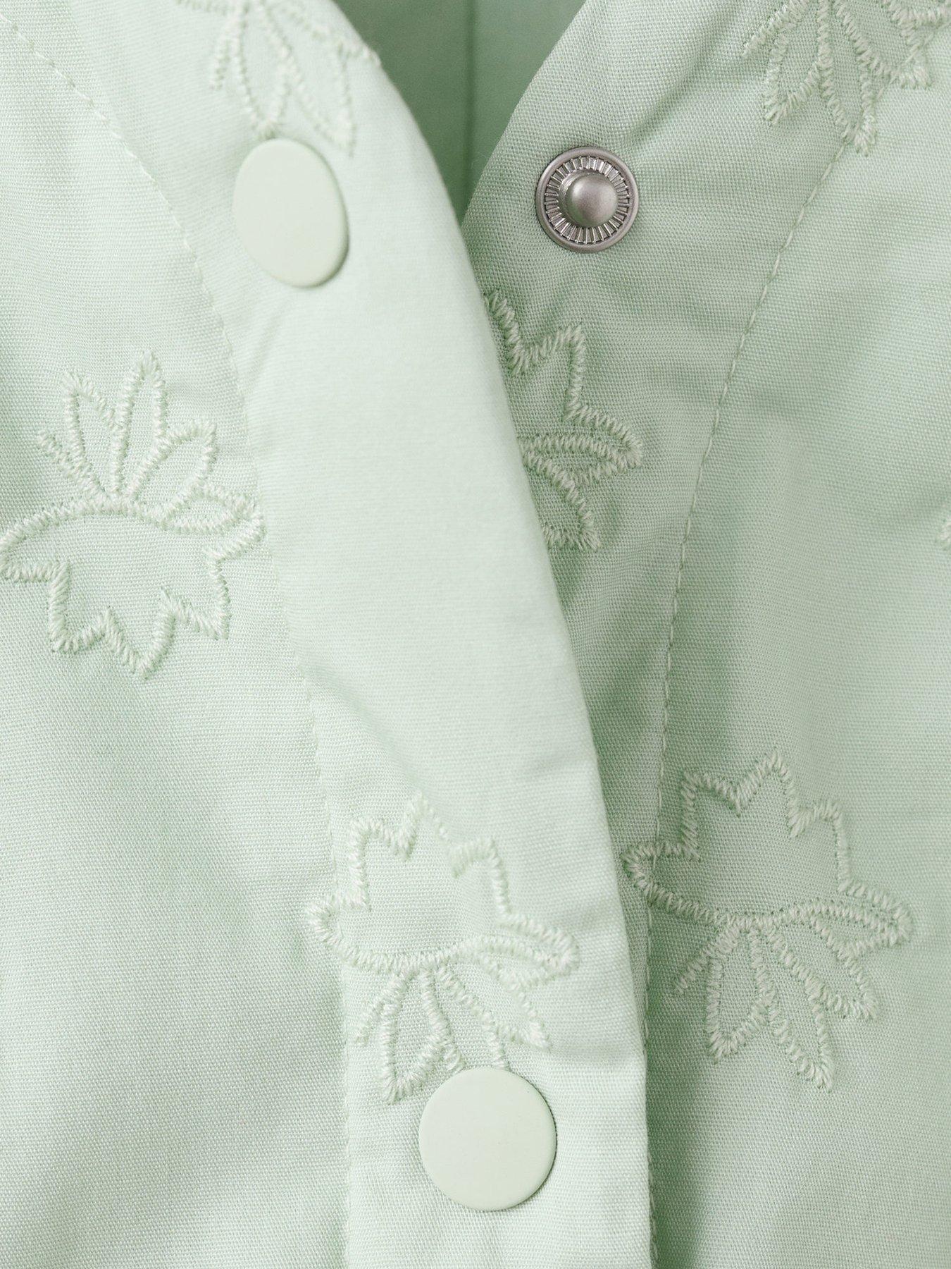 Image 4 of 4 of Mango Younger Girls Embroidered Jacket - Light Green