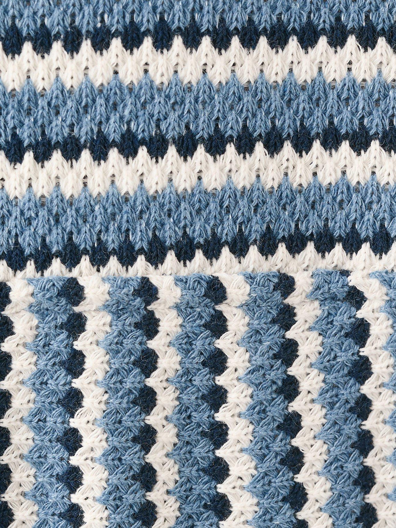 Image 3 of 4 of Mango Younger Girls Stripe Crochet Jumpsuit - Navy