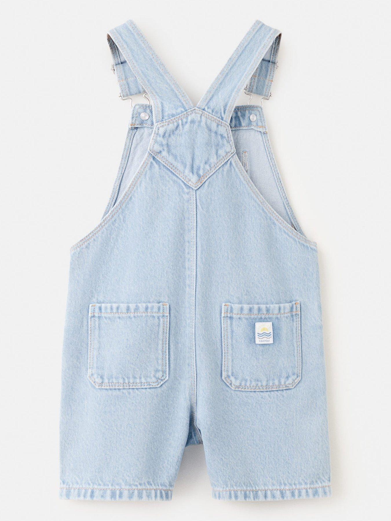 Image 2 of 4 of Mango Younger Boys Denim Shorty Dungarees - Blue