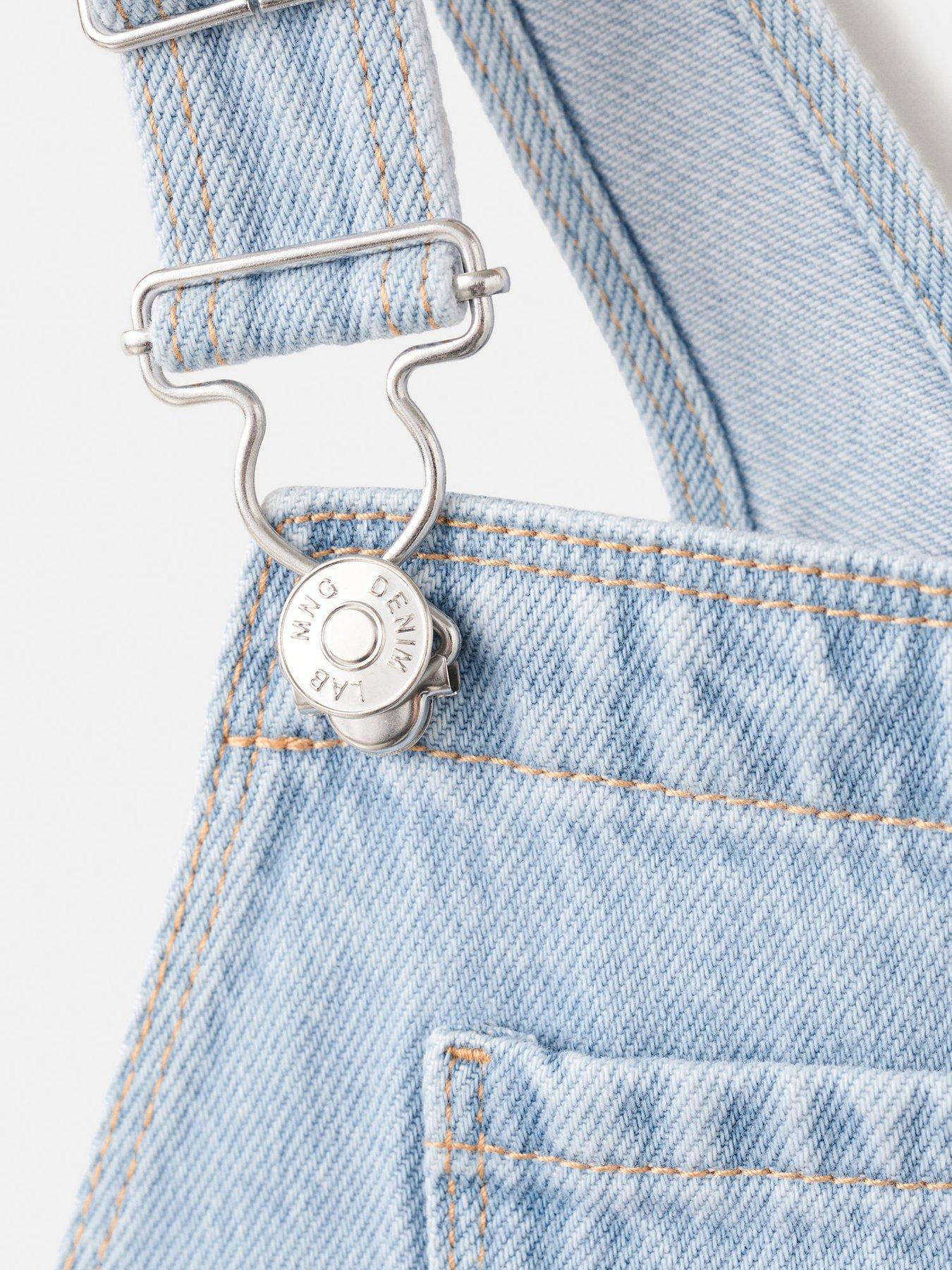 Image 3 of 4 of Mango Younger Boys Denim Shorty Dungarees - Blue