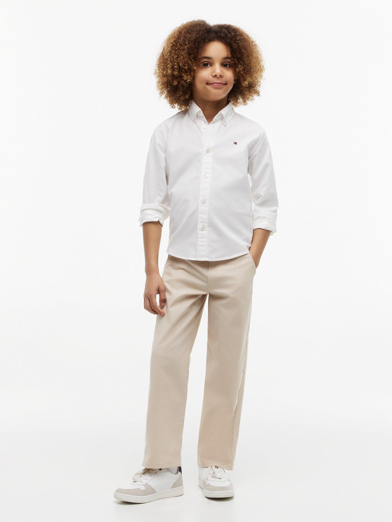 Image 3 of 5 of Tommy Hilfiger Boys Long Sleeve Oxford Shirt - White