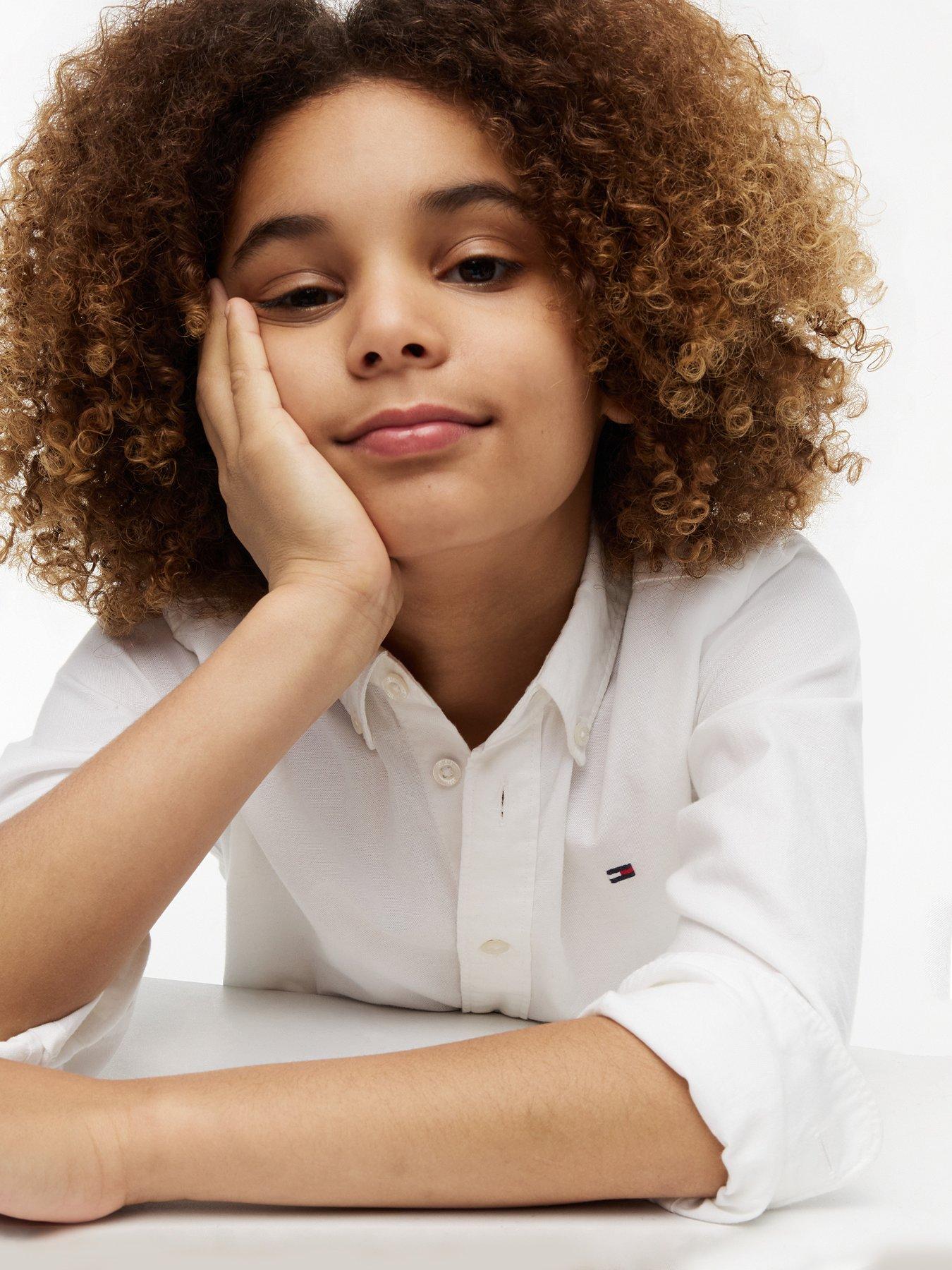 Image 4 of 5 of Tommy Hilfiger Boys Long Sleeve Oxford Shirt - White