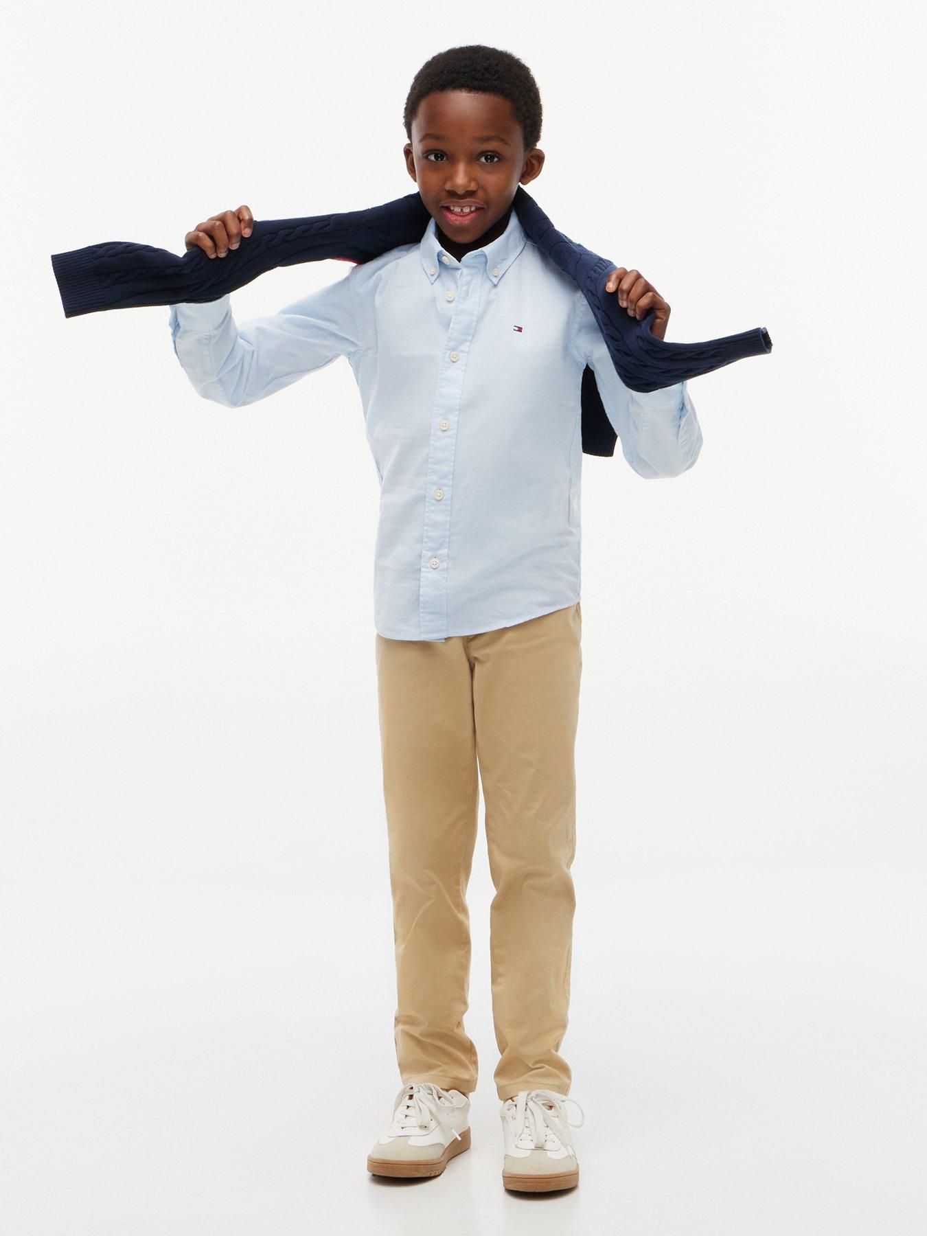Image 3 of 5 of Tommy Hilfiger Boys Long Sleeve Oxford Shirt - Blue