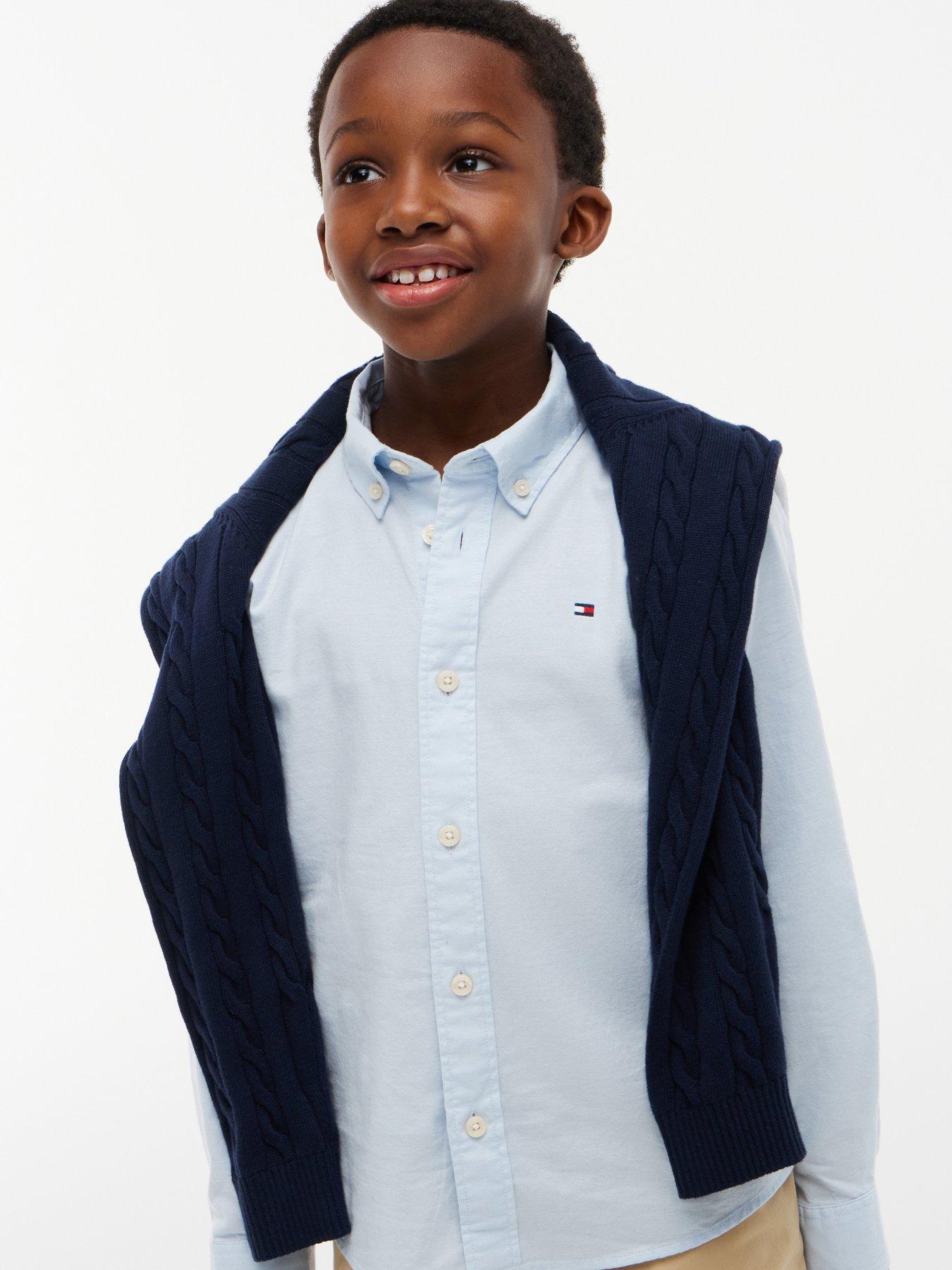 Image 4 of 5 of Tommy Hilfiger Boys Long Sleeve Oxford Shirt - Blue