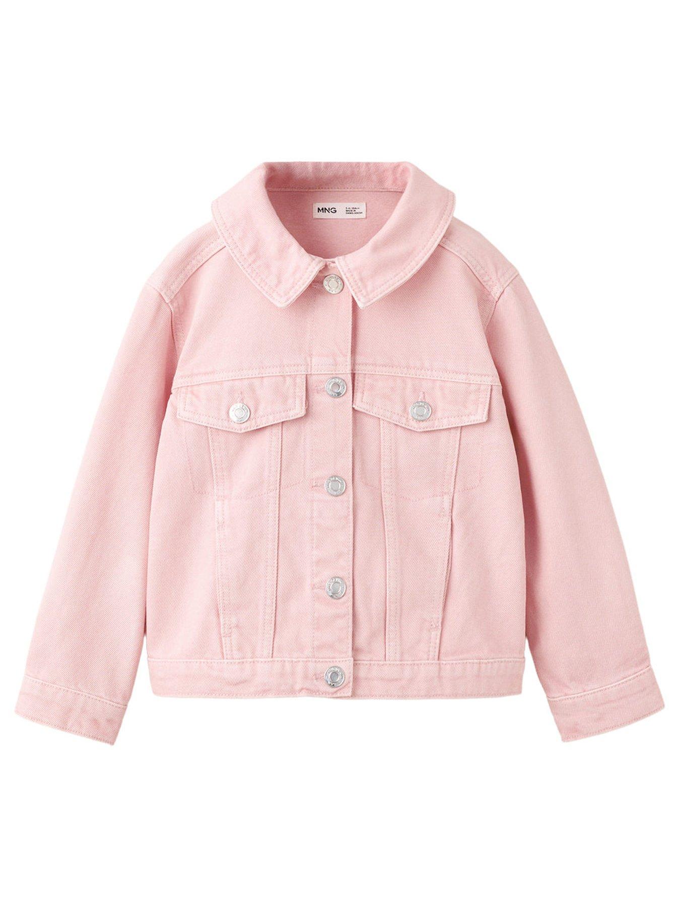 Image 1 of 4 of Mango Younger Girls Denim Jacket - Light Pink