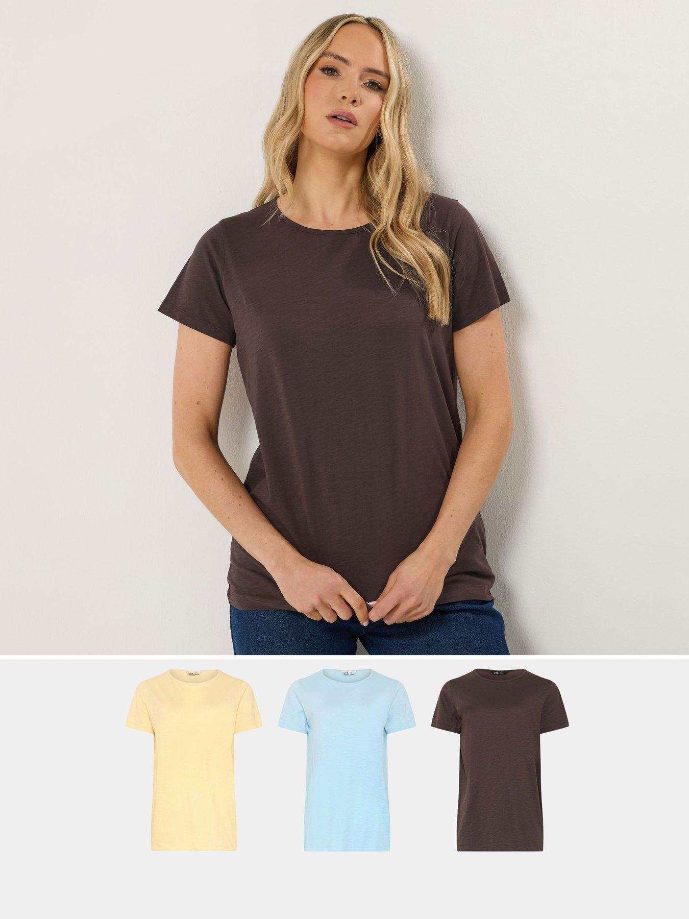 Long Tall Sally Tall 3 Pack Scoop Neck Cotton T-shirt