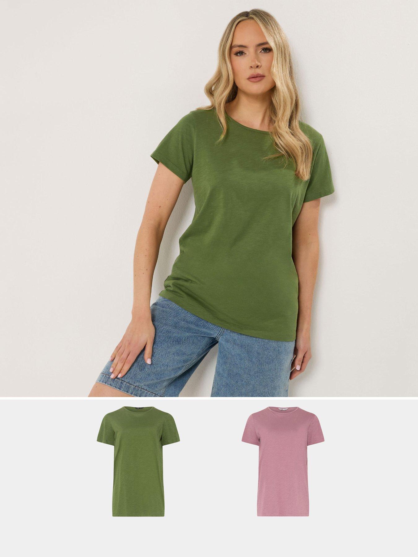 Image 1 of 5 of Long Tall Sally Tall 2 Pack Basic Scoop Neck Cotton T-shirt