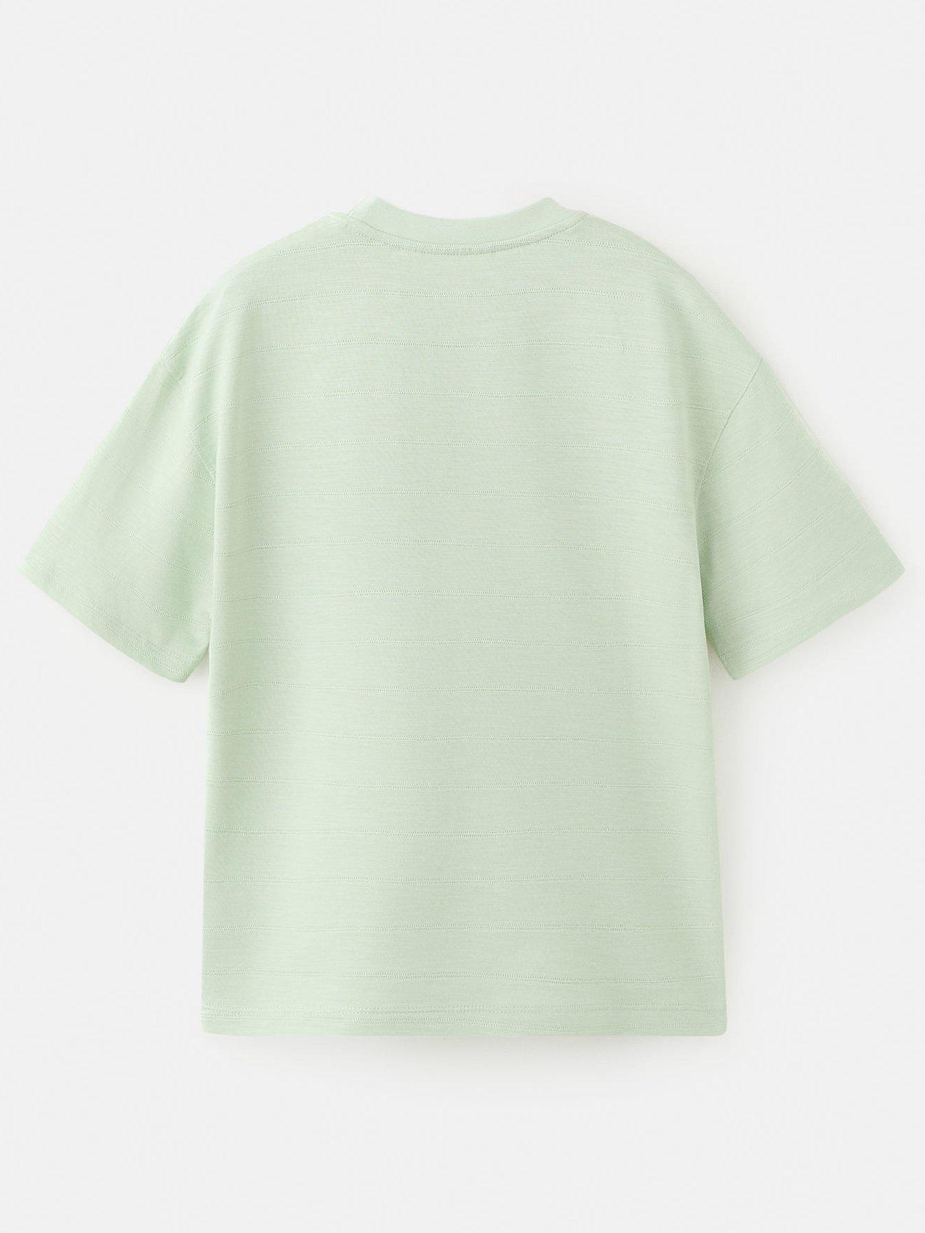 Image 2 of 4 of Mango Boys Textured Stripe Short Sleeve T-shirt - Light Green