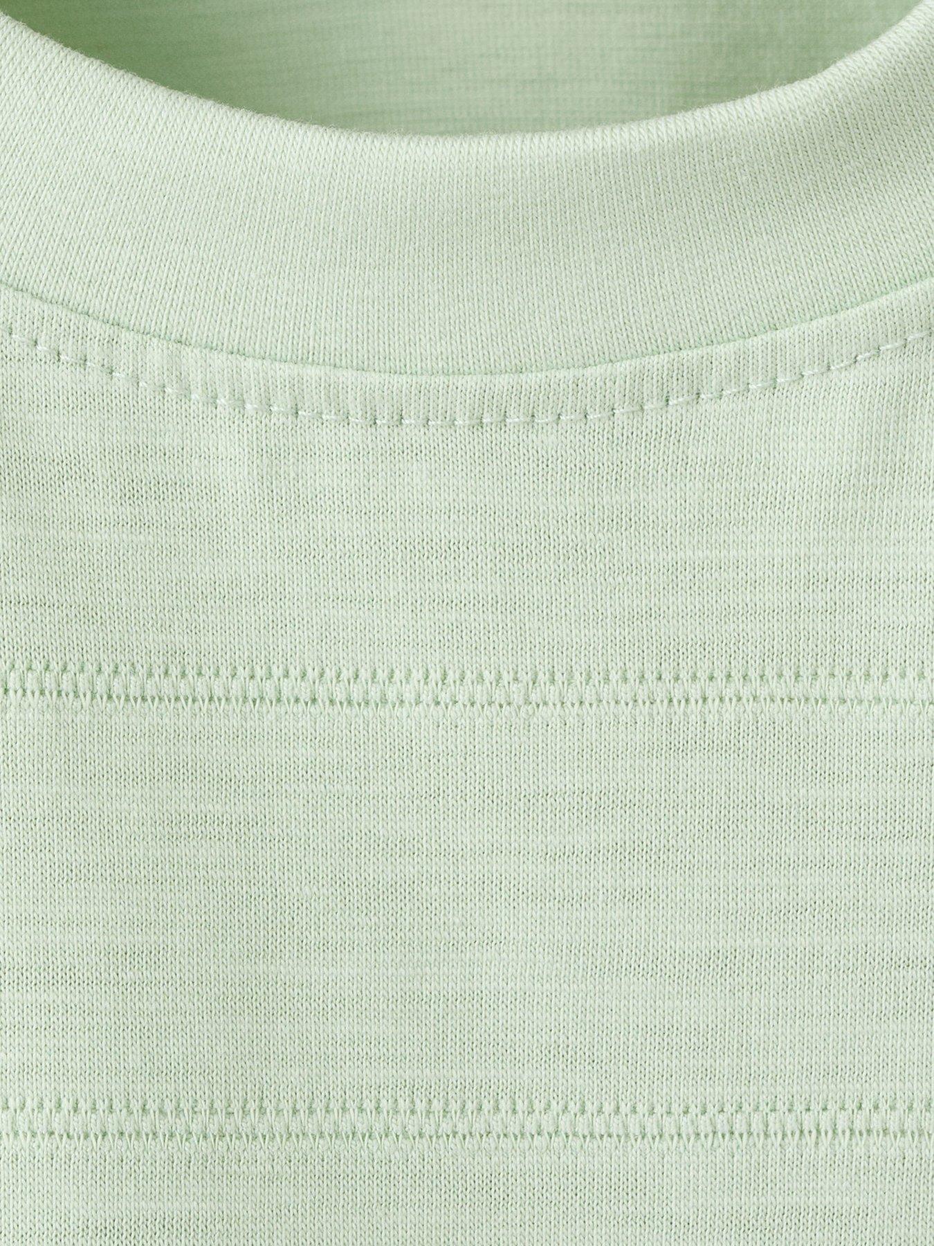 Image 3 of 4 of Mango Boys Textured Stripe Short Sleeve T-shirt - Light Green