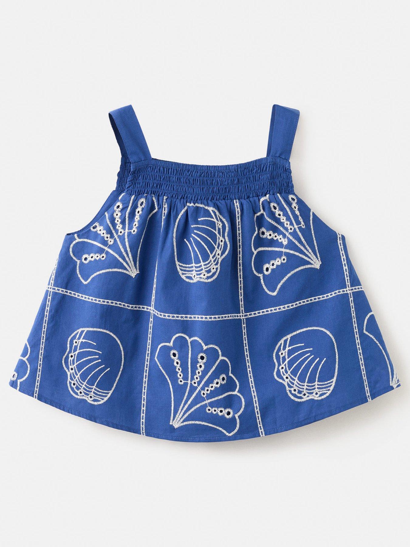 Image 2 of 4 of Mango Girls Embroidered Shells Co-Ord Blouse - Bright Blue