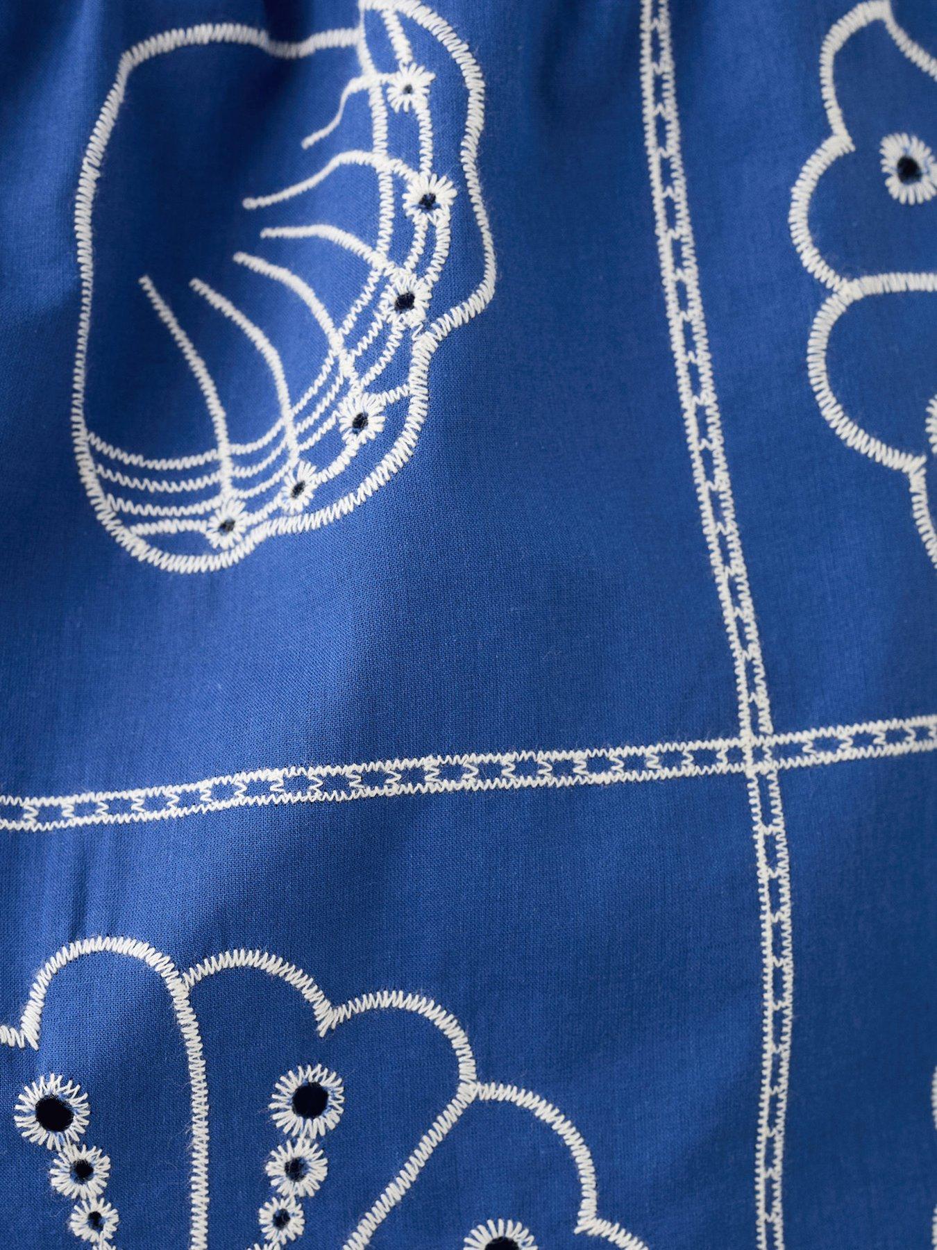 Image 3 of 4 of Mango Girls Embroidered Shells Co-Ord Blouse - Bright Blue