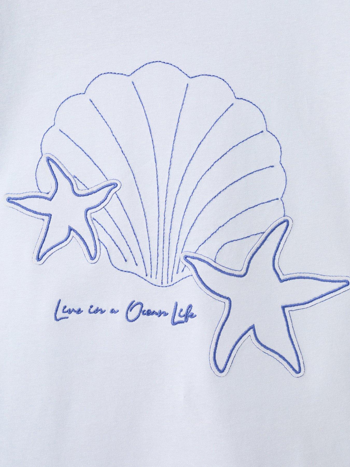 Image 4 of 4 of Mango Girls Starfish Short Sleeve T-shirt - Light Blue