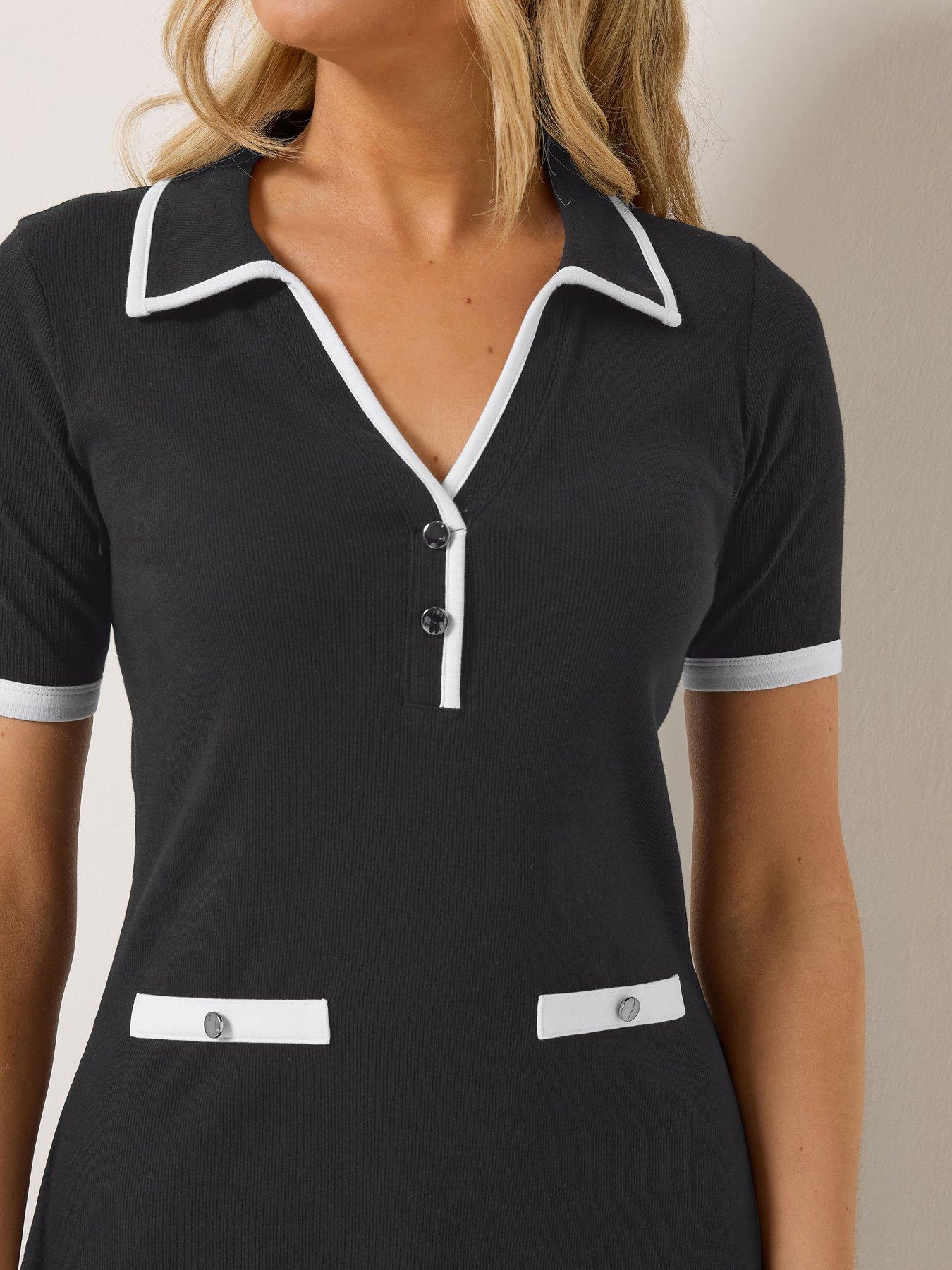 Image 4 of 5 of Long Tall Sally Tipped Rib Mini Dress - Black