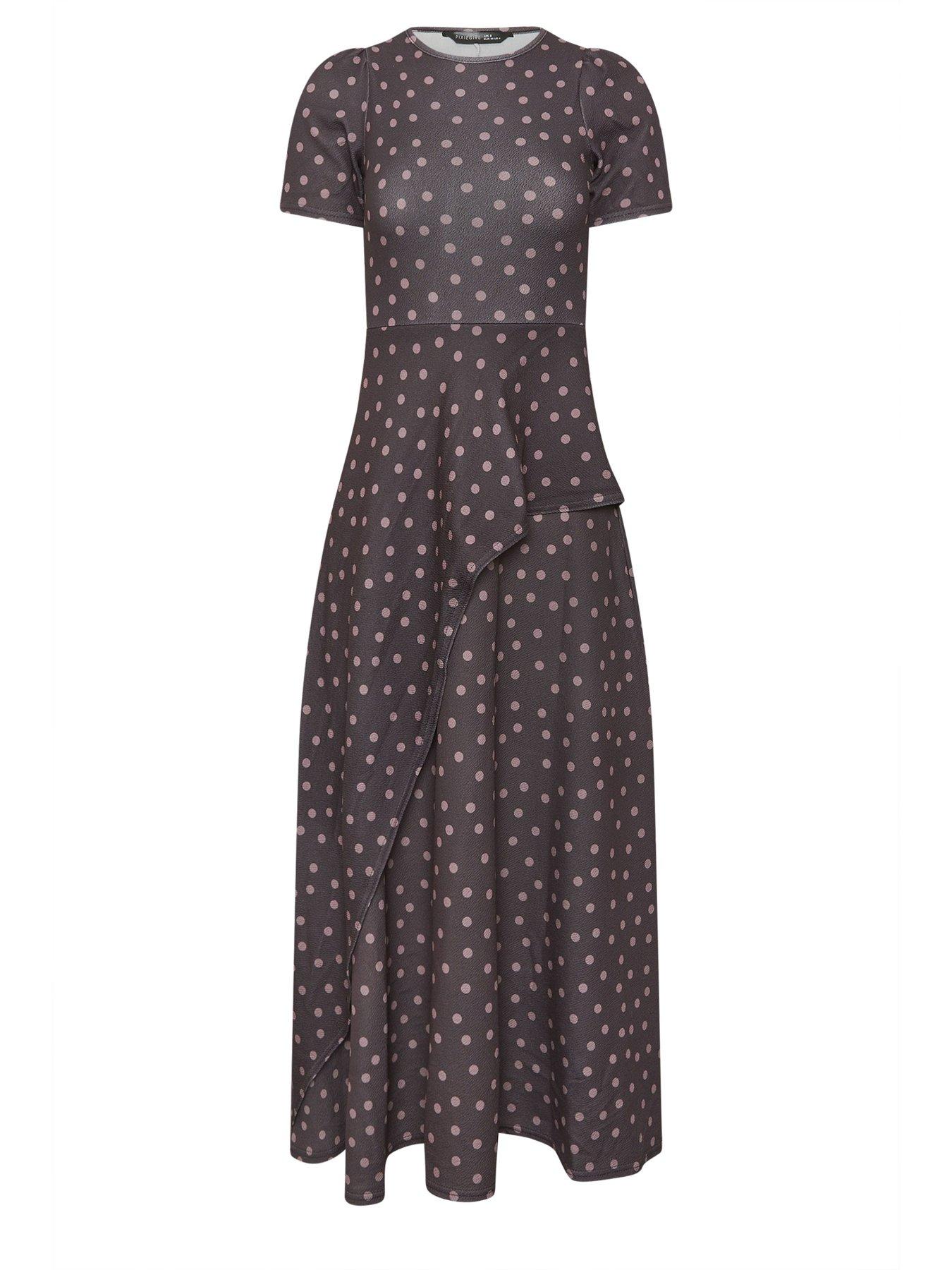 Image 5 of 5 of PixieGirl Petite Polka Dot Crinkle Maxi Dress