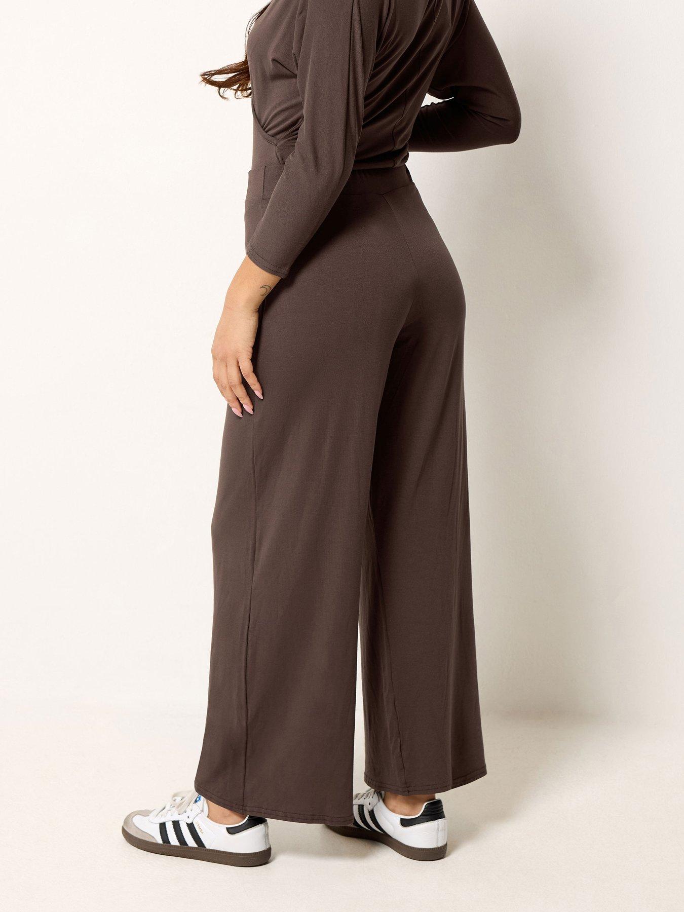 Image 2 of 4 of PixieGirl Petite 3/4 Sleeve Wrap Top - Brown