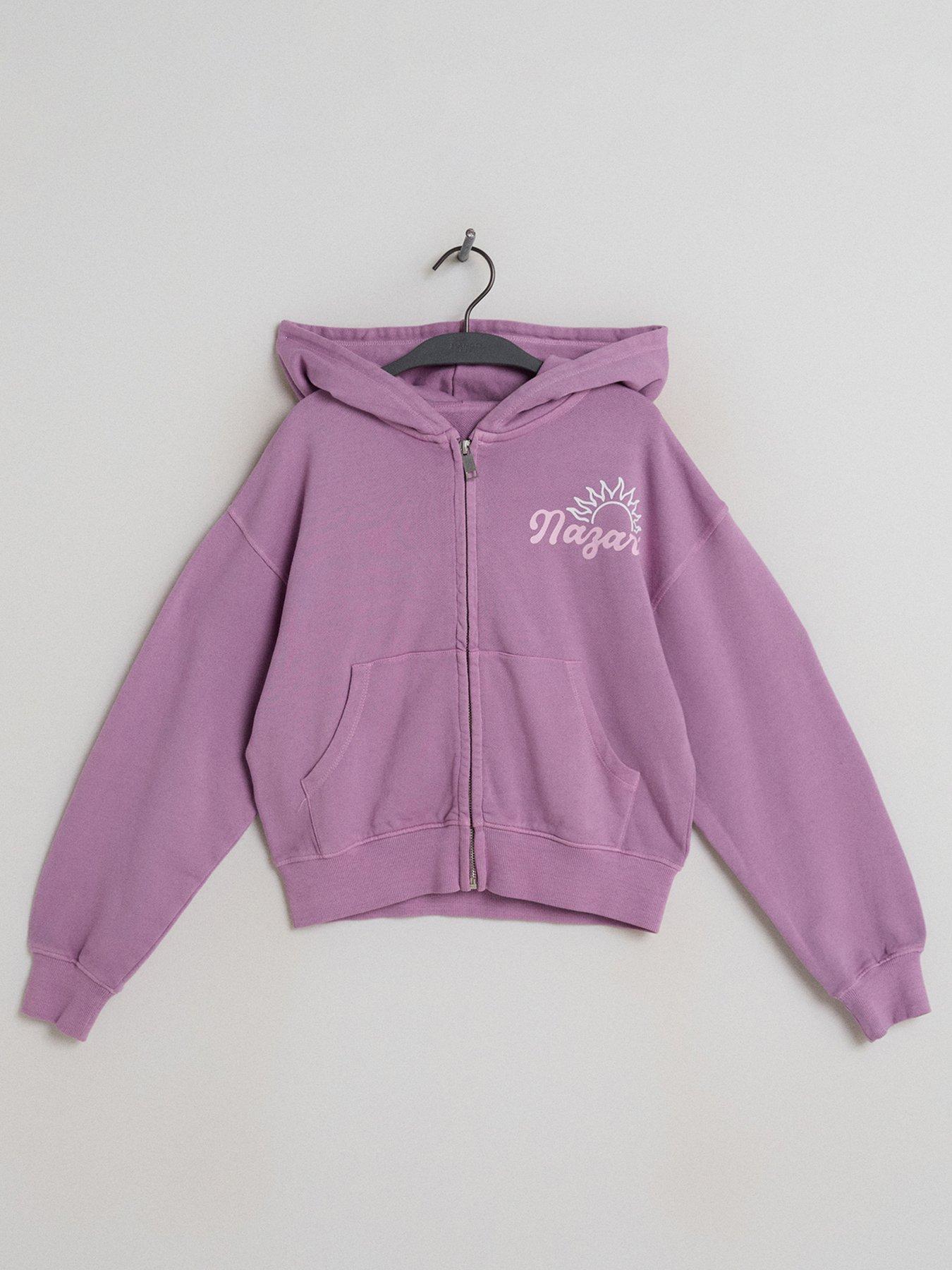 Image 1 of 2 of Mango Girls Printed Zip-Up Surf Hoody - Purple