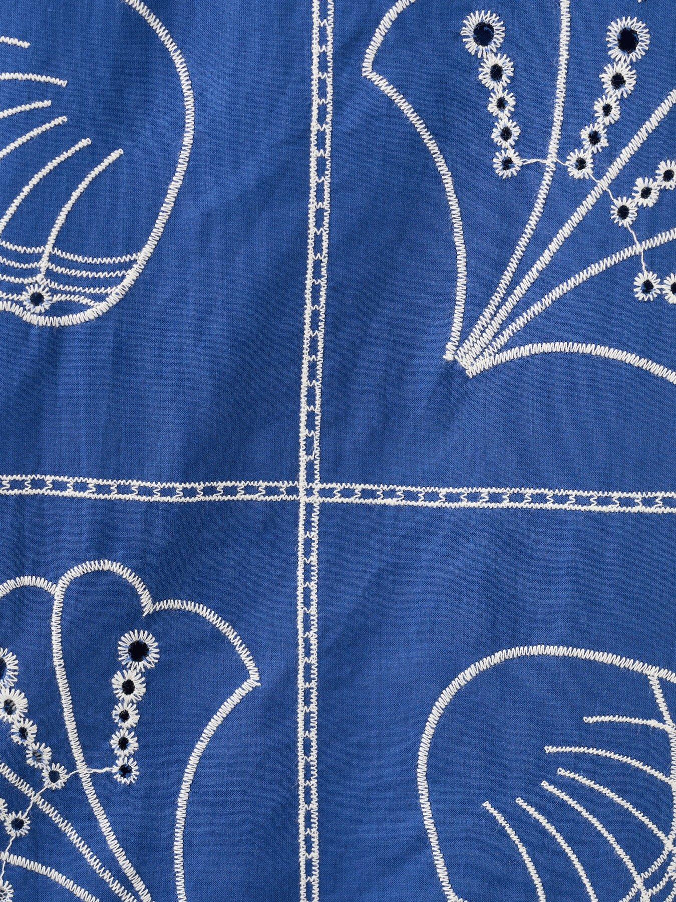 Image 4 of 4 of Mango Girls Embroidered Shells Co-Ord Trousers - Bright Blue