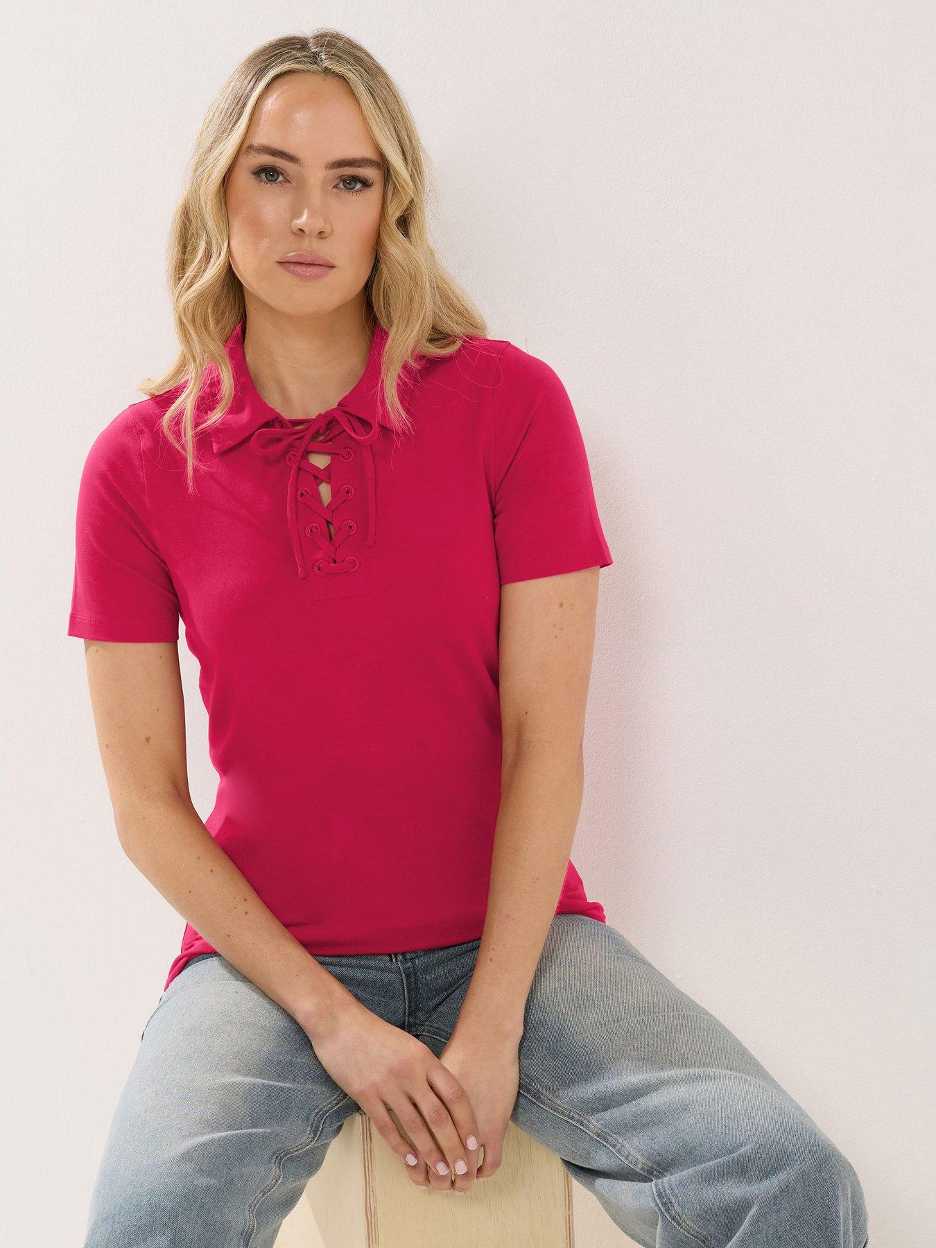 Long Tall Sally Tall Lace Up Collar T-shirt