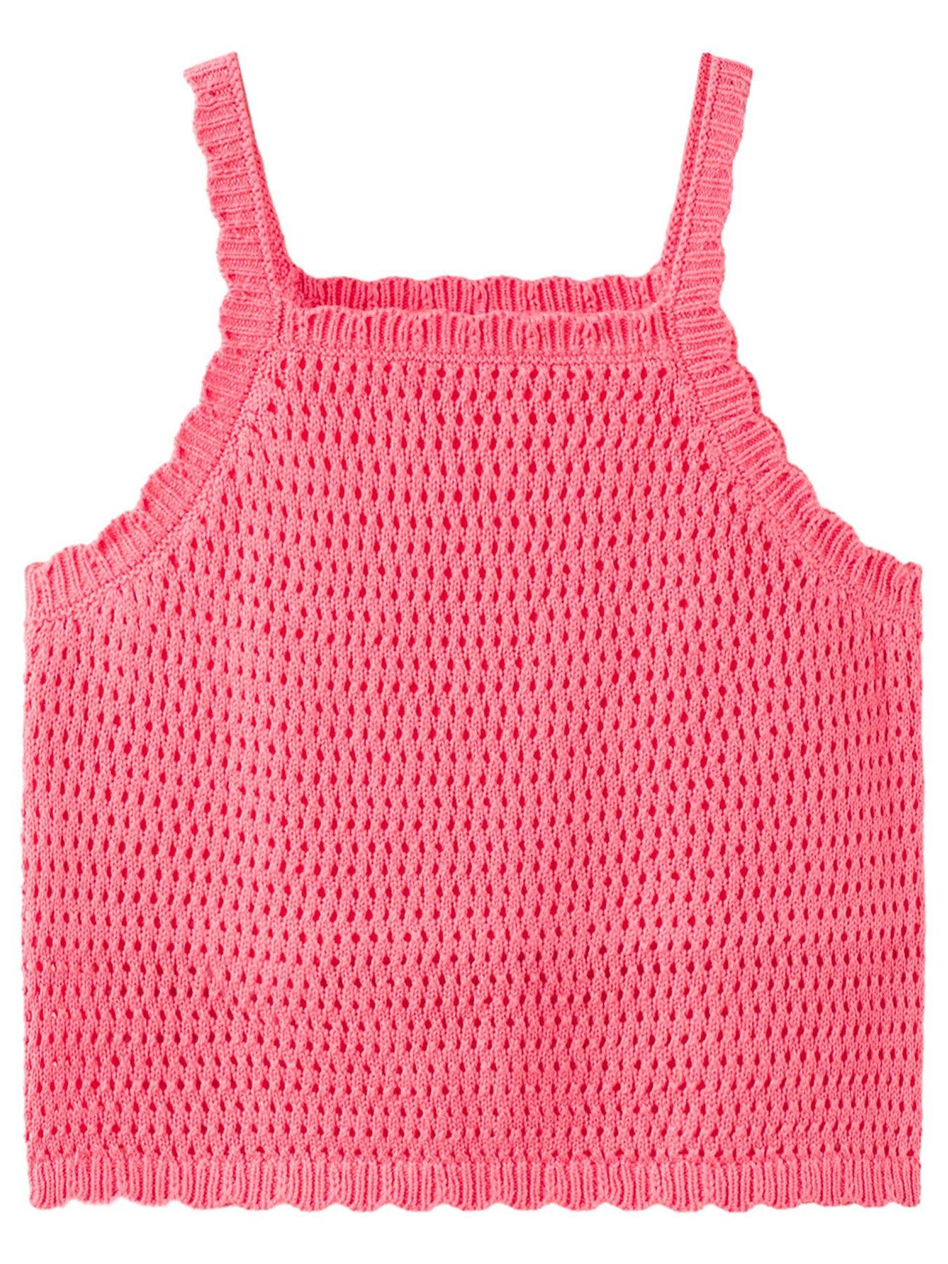 Mango Girls Crochet Vest Top - Light Red