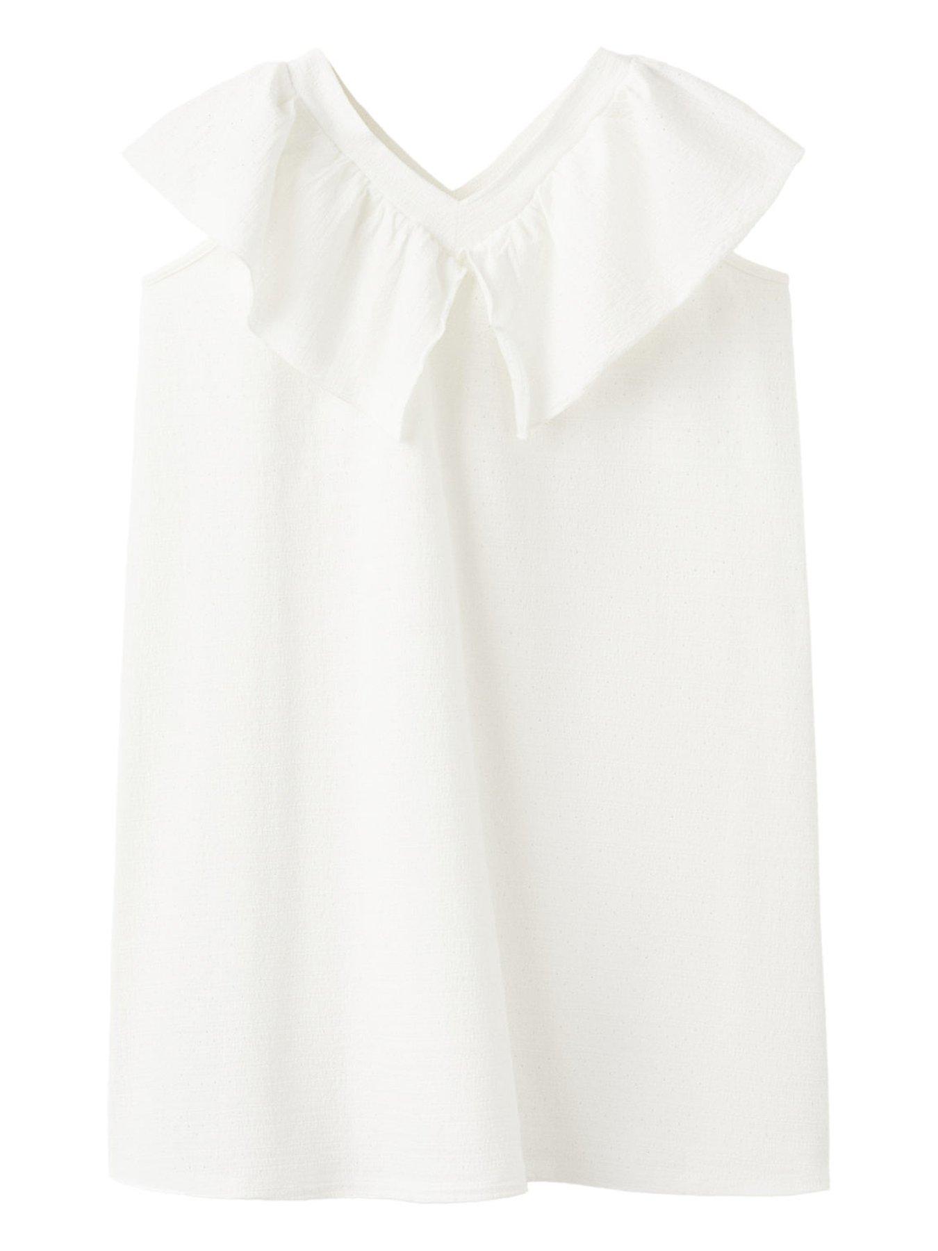 Mango Girls V Neck Dress - Light Cream