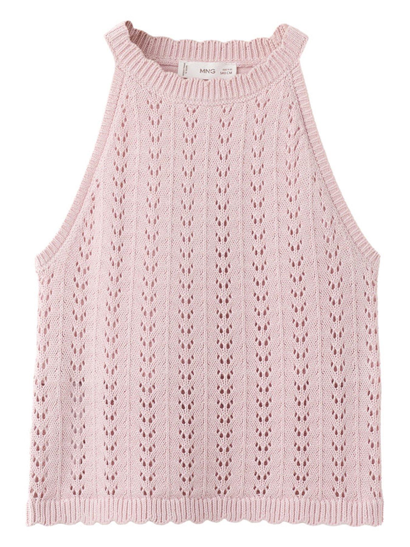 Image 1 of 4 of Mango Girls Knitted Vest - Pink