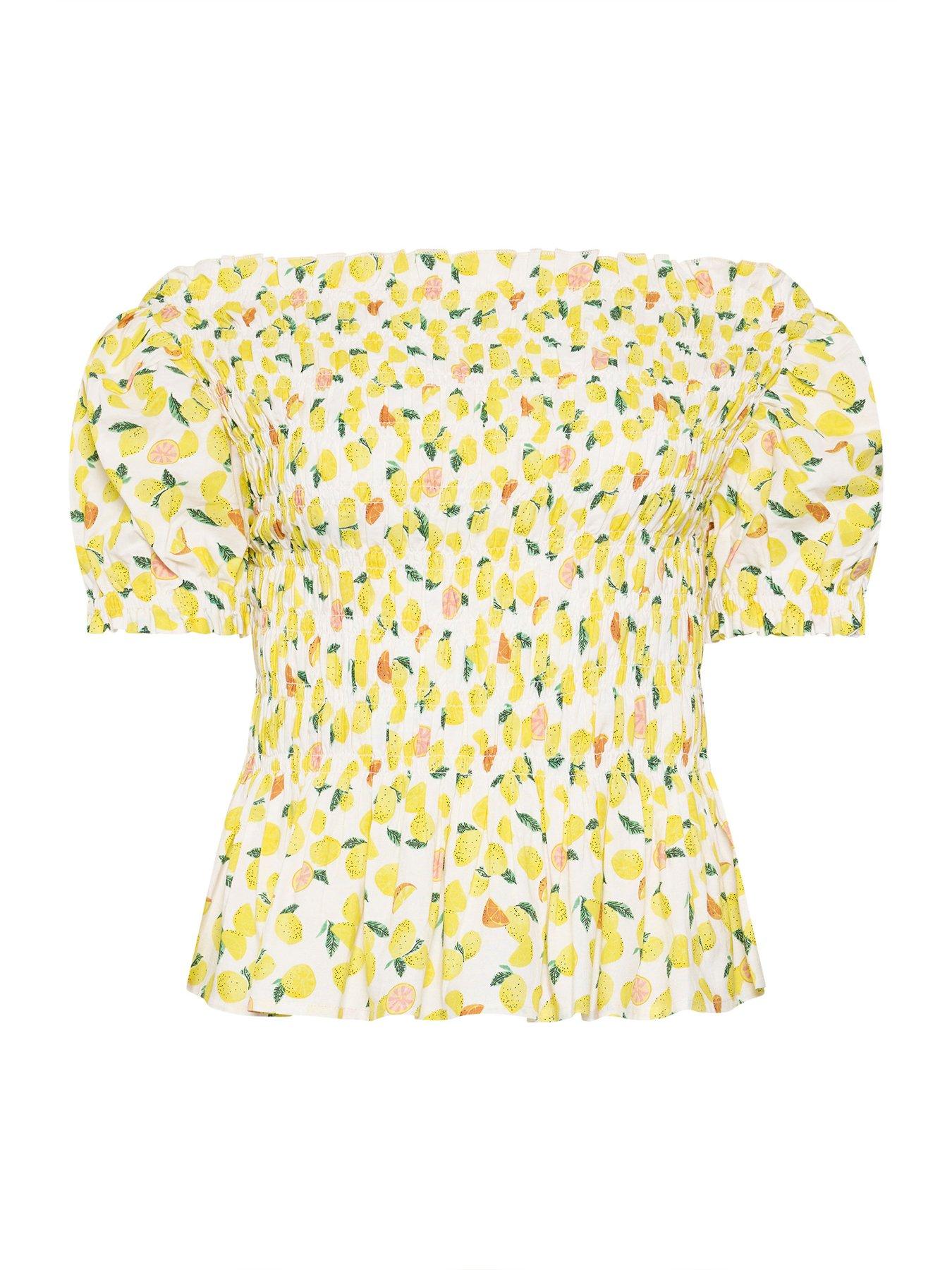 Image 4 of 4 of PixieGirl Petite Shirred Top - Yellow