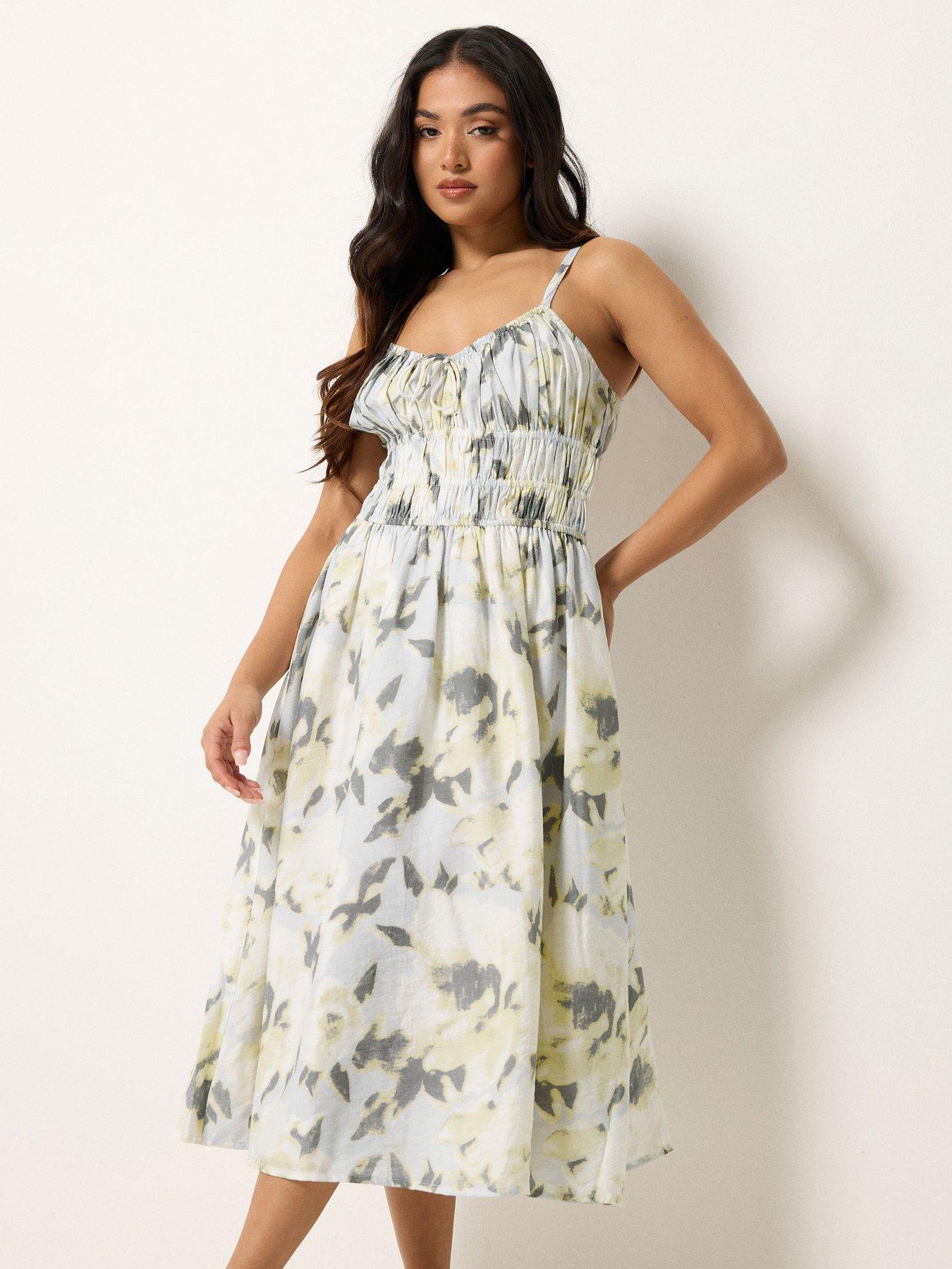 PixieGirl Petite Abstrct Floral Strap Midi Dress