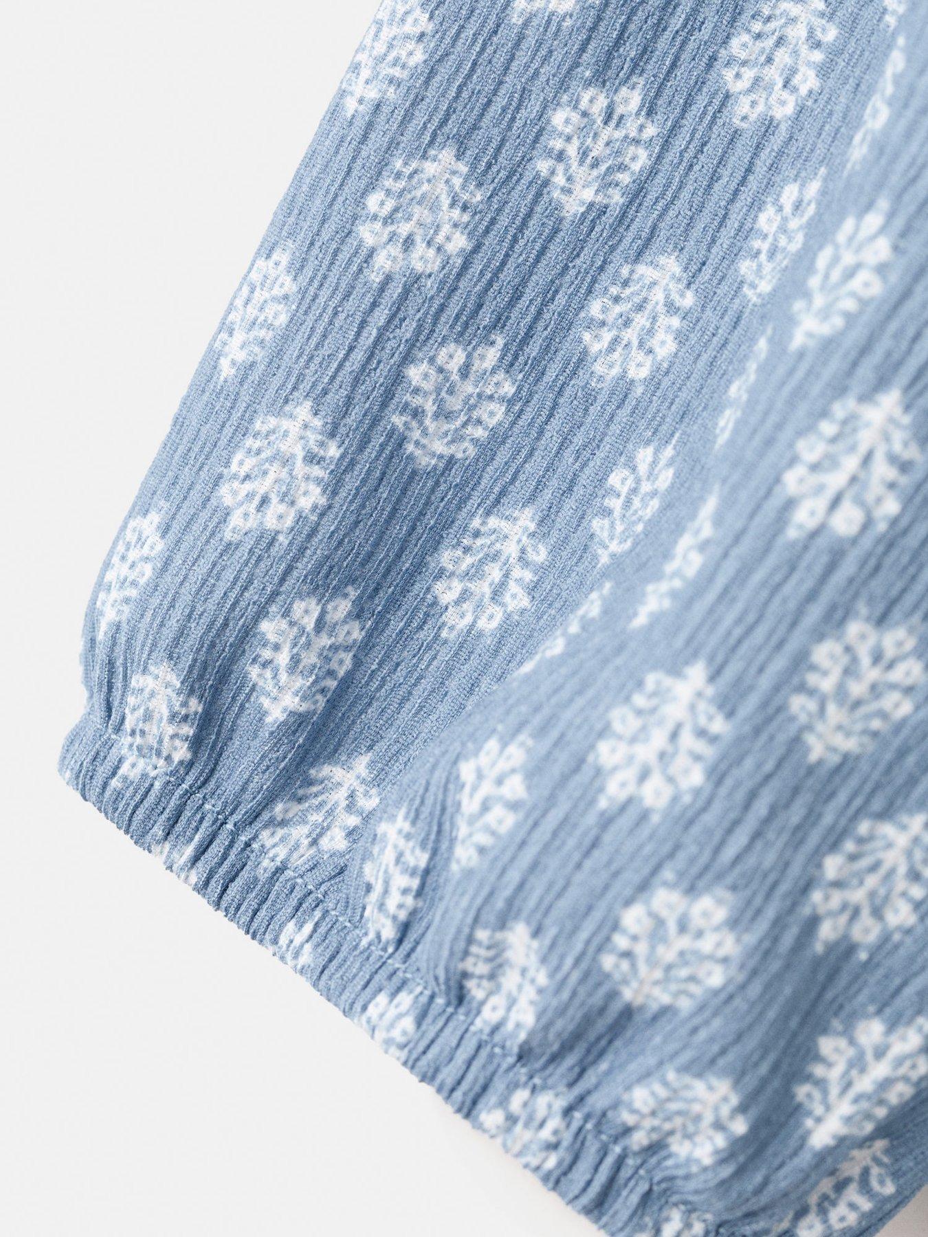Image 3 of 4 of Mango Girls Shirred Co-ord Blouse - Blue