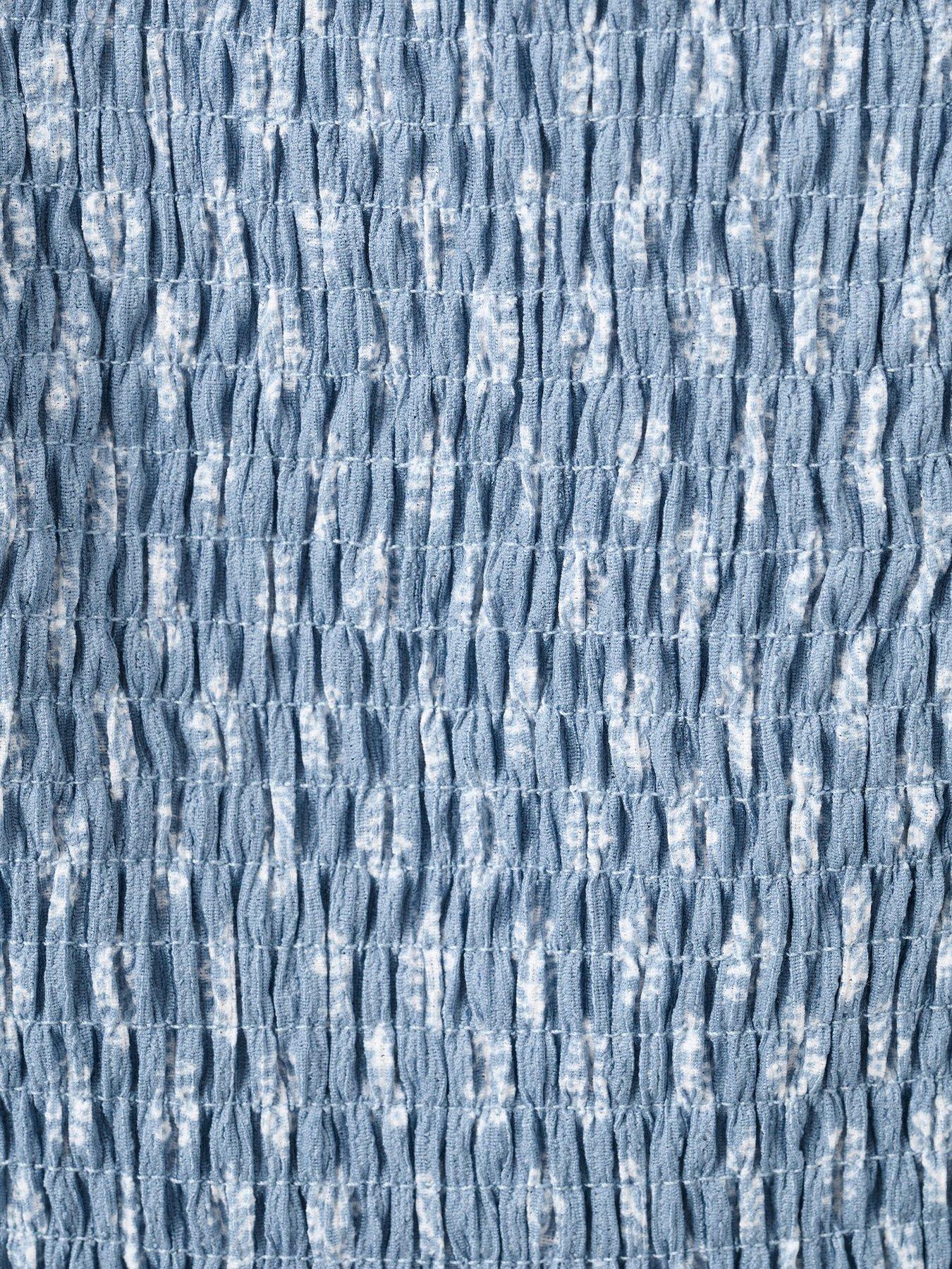 Image 4 of 4 of Mango Girls Shirred Co-ord Blouse - Blue