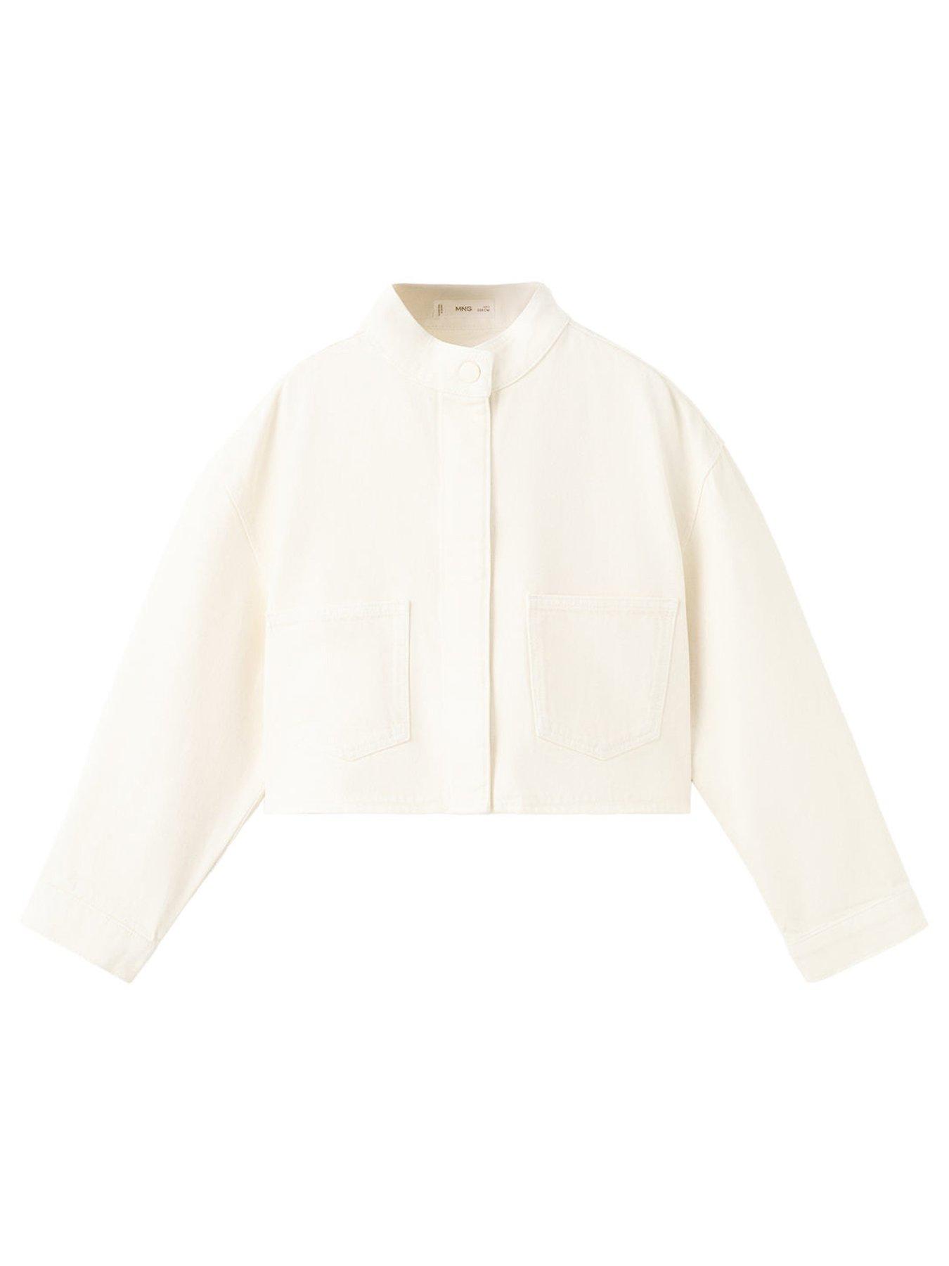 Image 1 of 4 of Mango Girls Denim Jacket - Cream