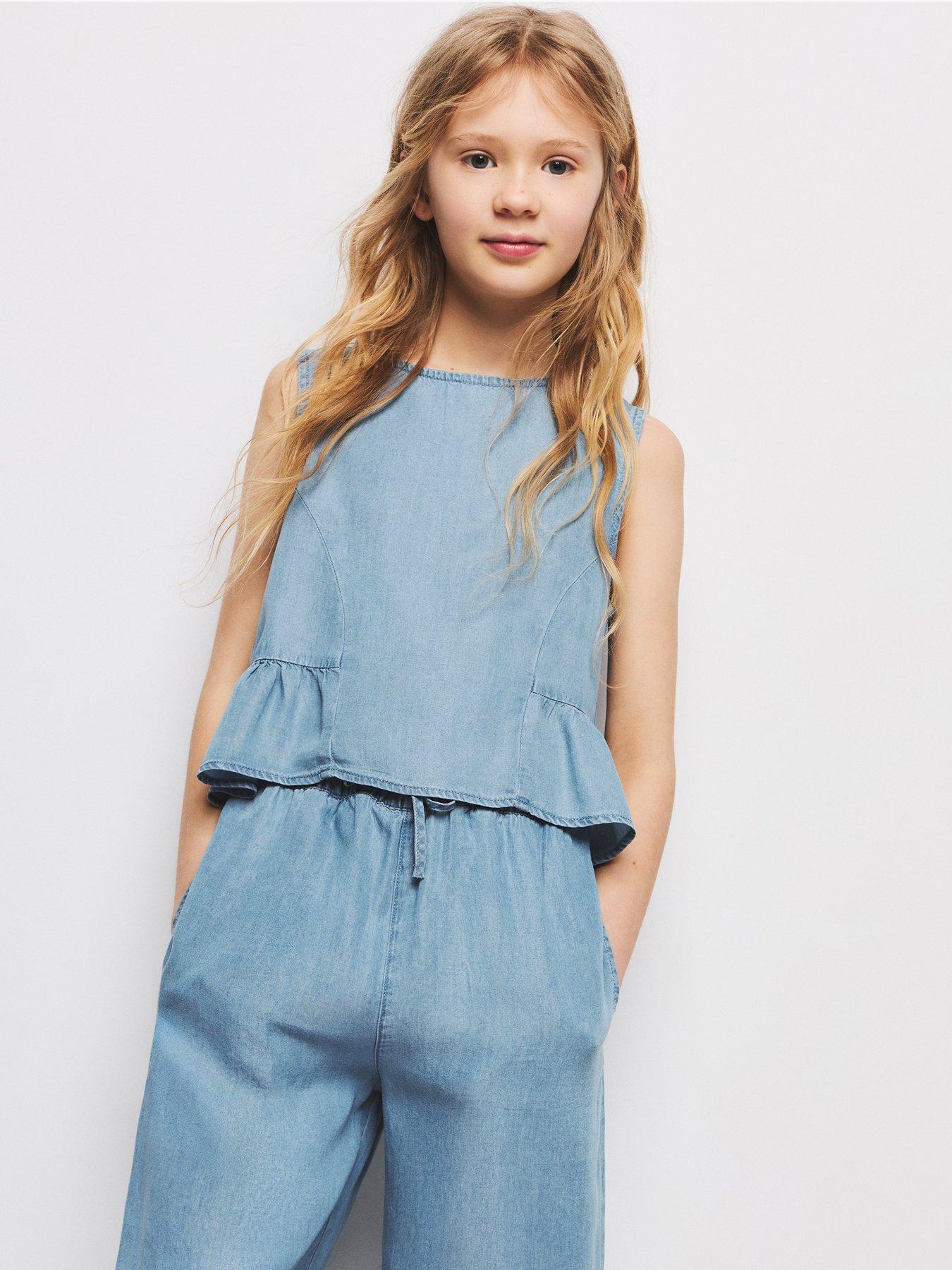 Mango Girls Chambray Co-Ord Blouse - Blue