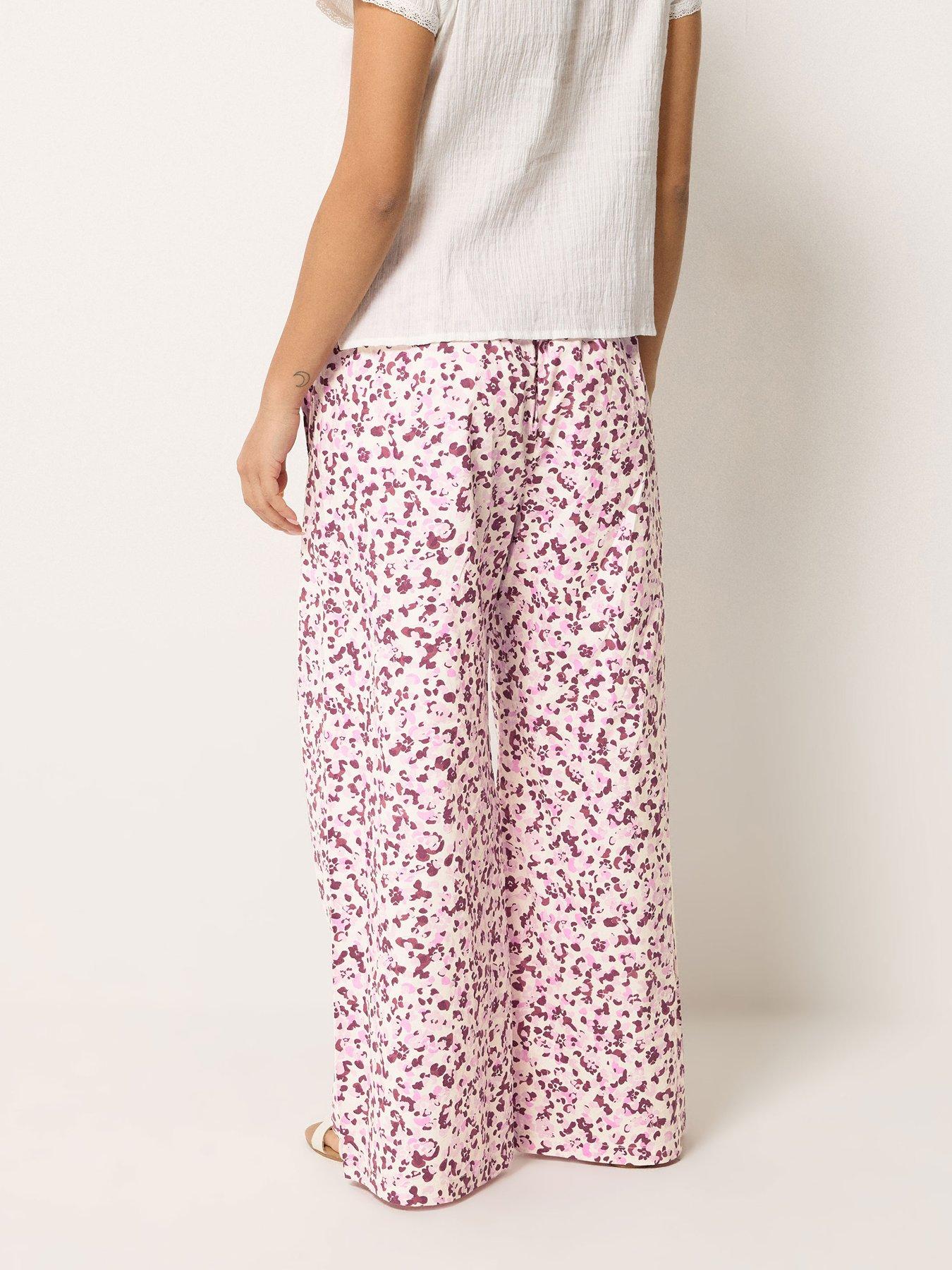 Image 2 of 5 of PixieGirl Petite Animal Print Wide Leg Trousers - Pink