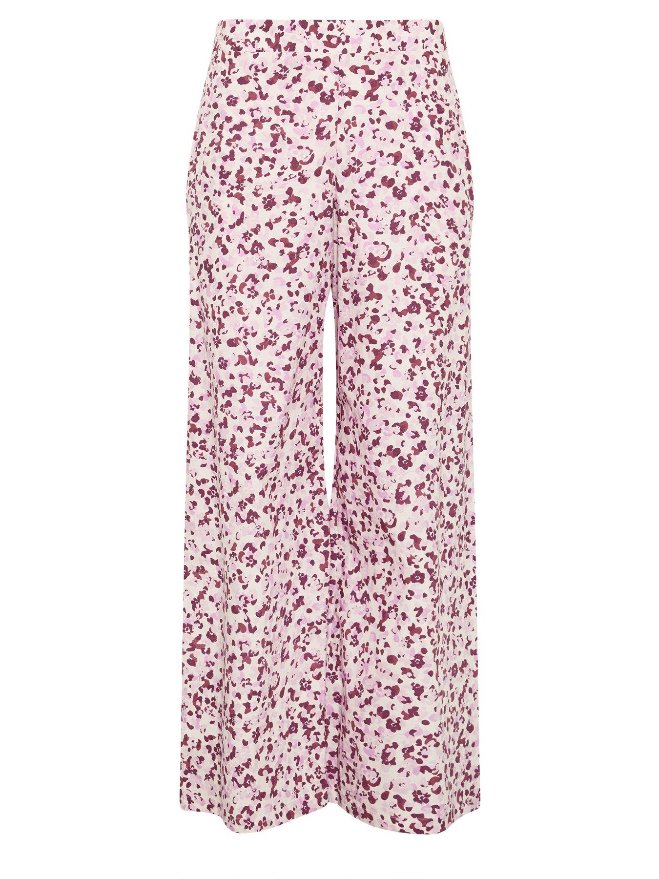 Image 5 of 5 of PixieGirl Petite Animal Print Wide Leg Trousers - Pink
