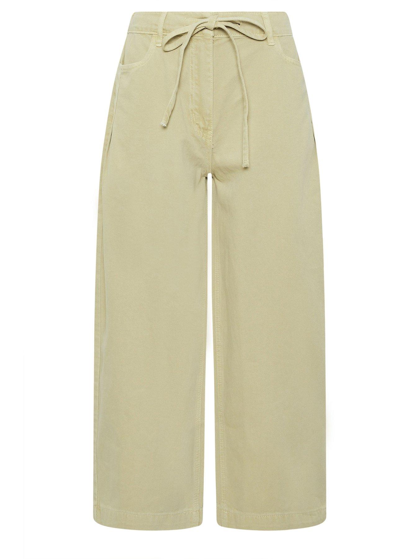Image 5 of 5 of PixieGirl Petite Tie Waist Wide Leg Jean - Green