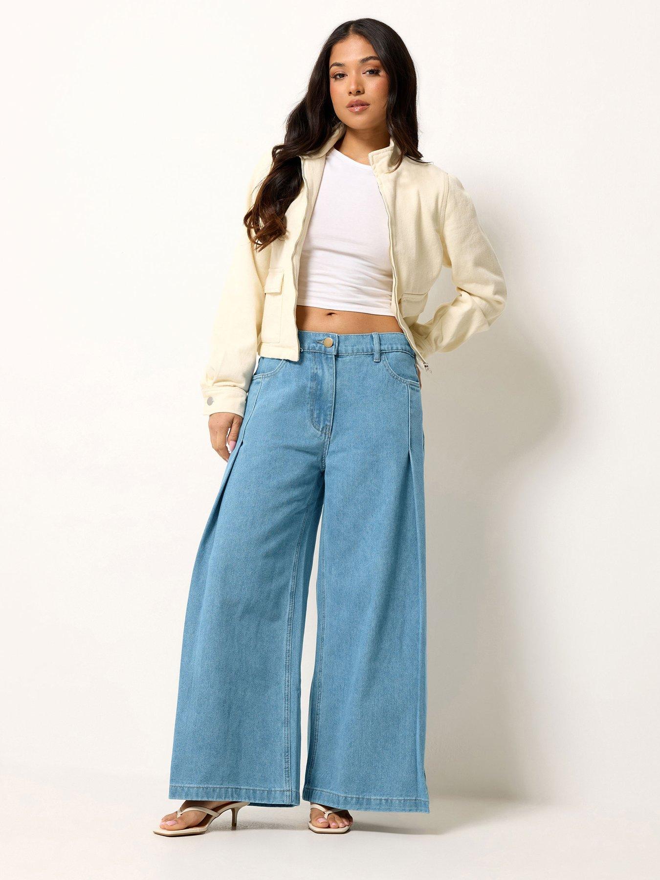 PixieGirl Petite Pleat Palazzo Jean - Blue