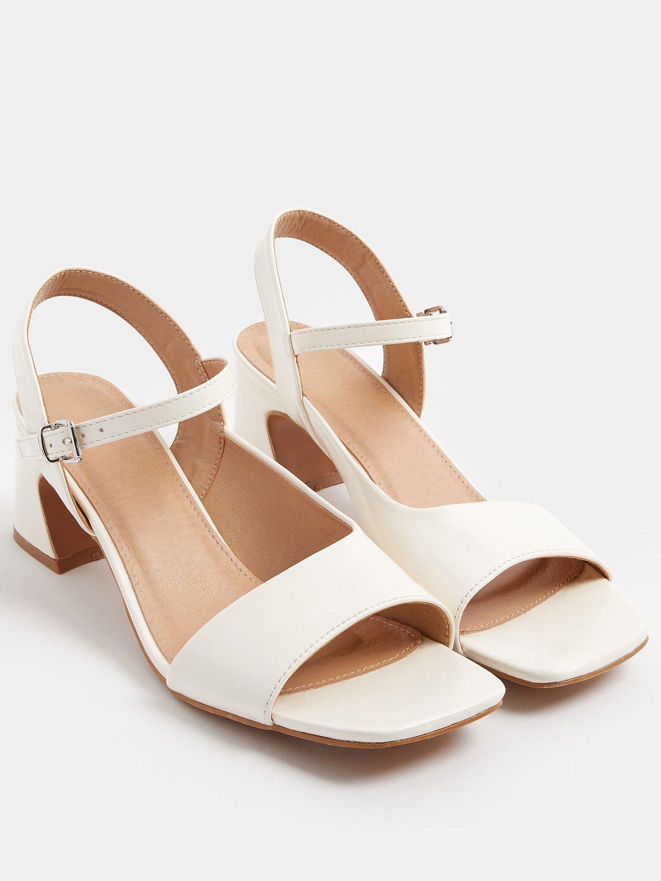 Image 3 of 4 of Long Tall Sally Asymmetric Swoosh Block Heels - White
