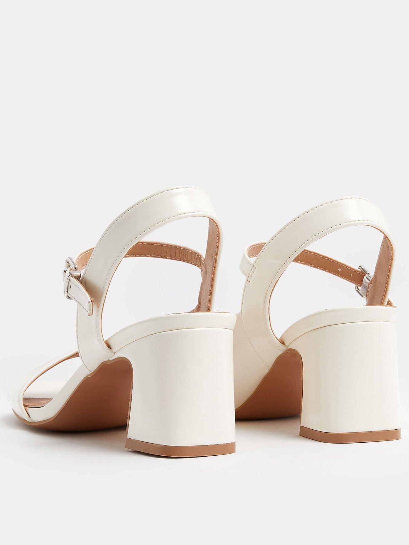 Image 4 of 4 of Long Tall Sally Asymmetric Swoosh Block Heels - White