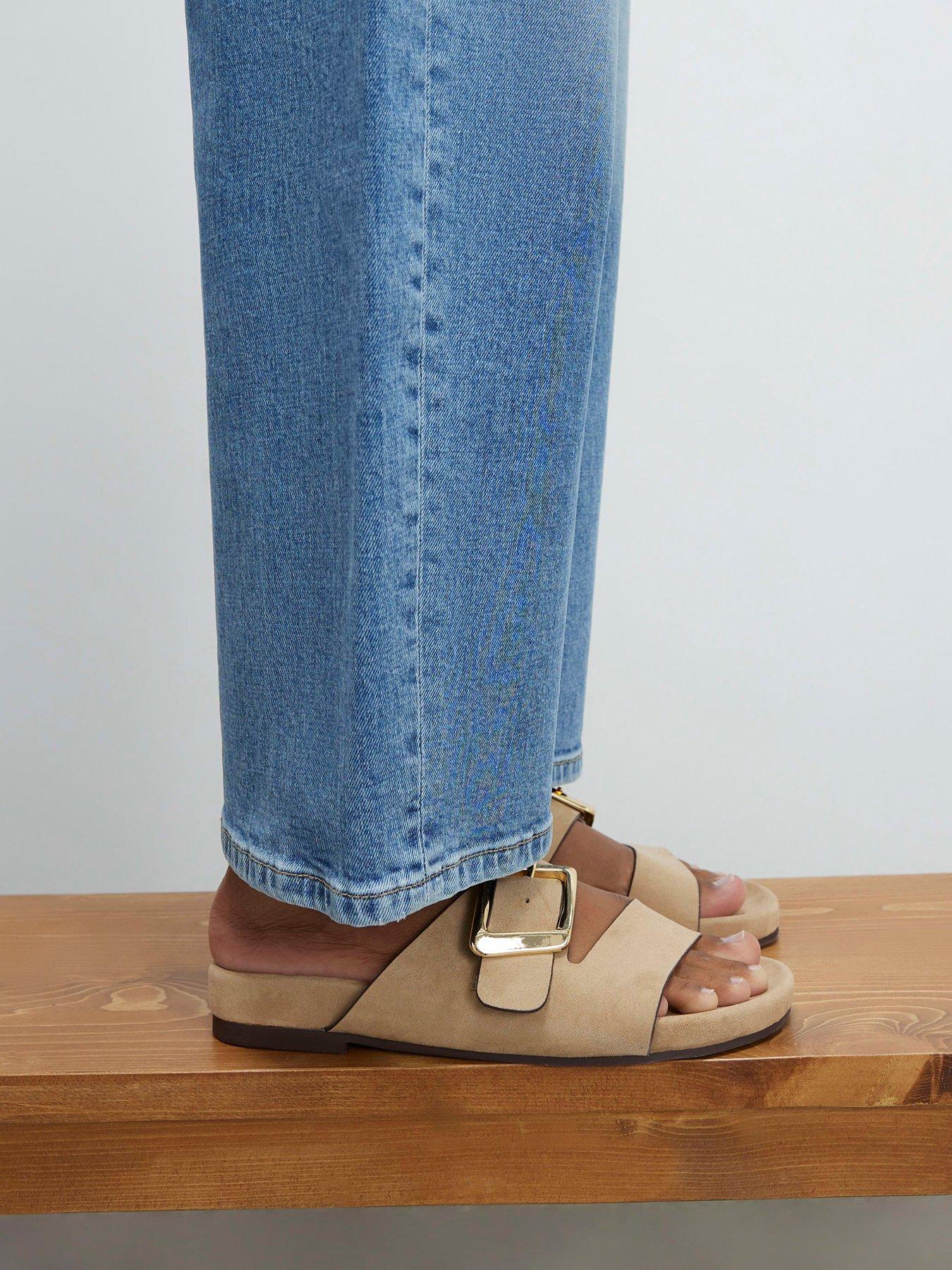Image 1 of 5 of River Island Hardware Footbed Sandal - Beige