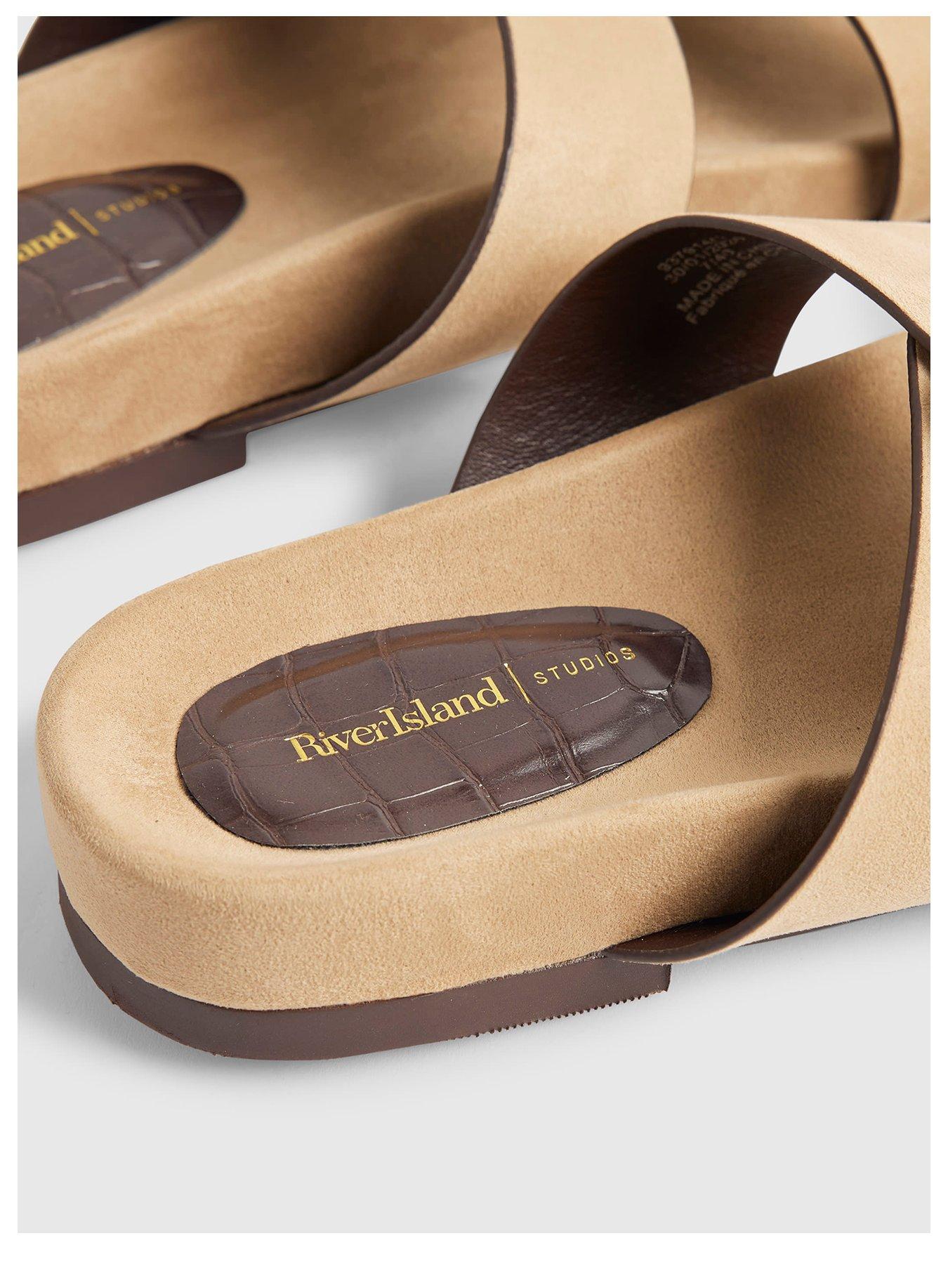 Image 4 of 5 of River Island Hardware Footbed Sandal - Beige