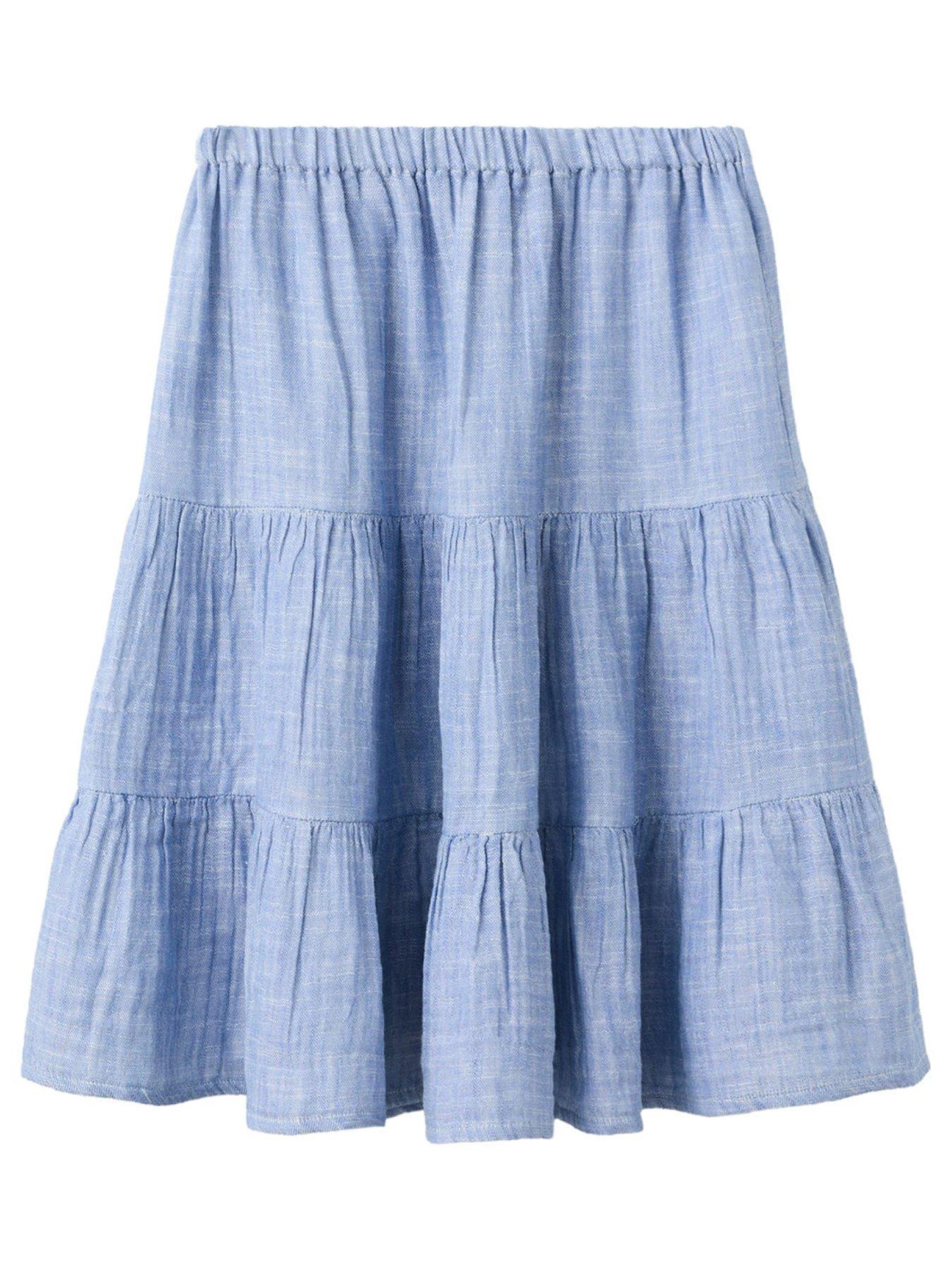 Mango Girls Tiered Co-ord Midi Skirt - Blue