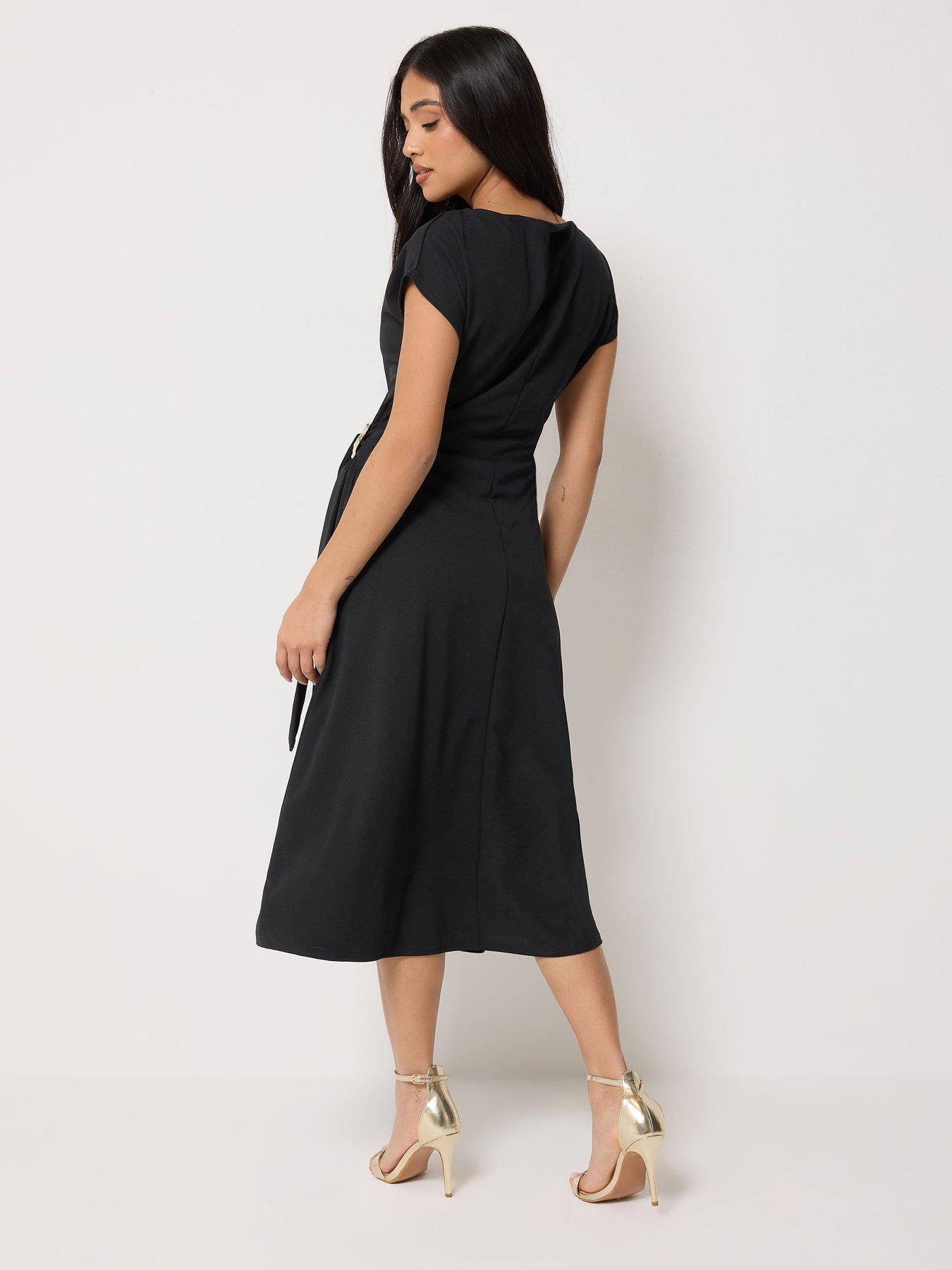 Image 2 of 5 of PixieGirl Petite Buckle Belt Midaxi Dress