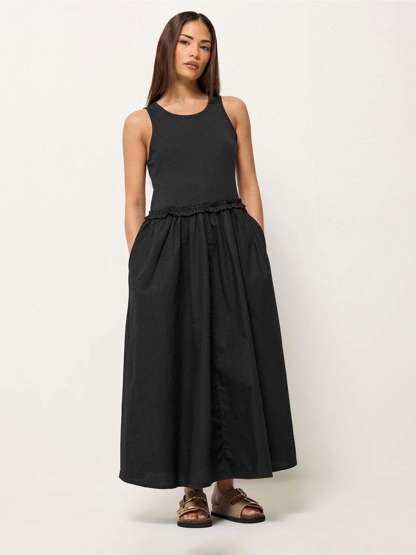PixieGirl Petite Sleeveless Mixed Ruffle Seam Dress