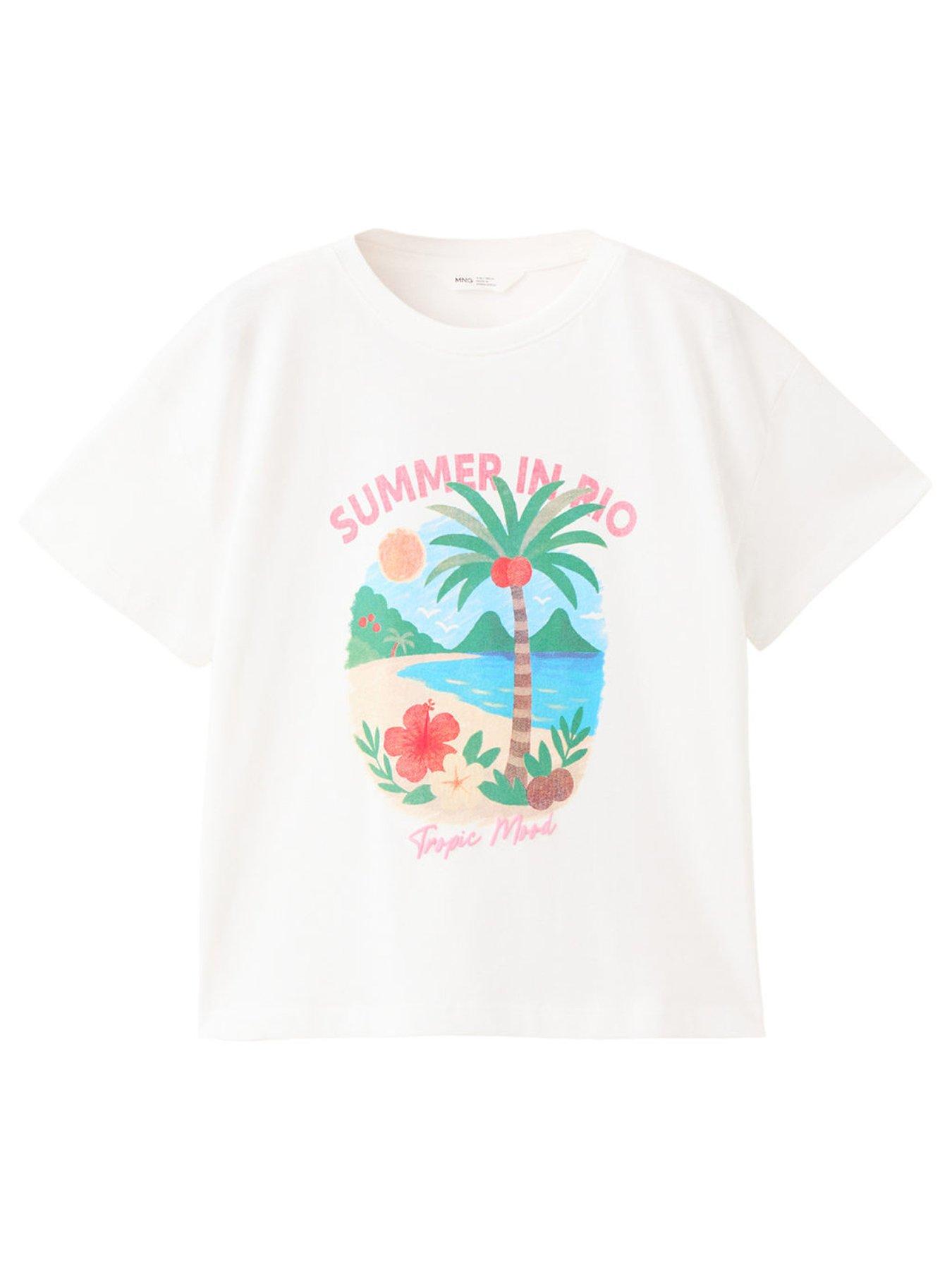 Mango Girls Rio Short Sleeve T-shirt - Light Cream
