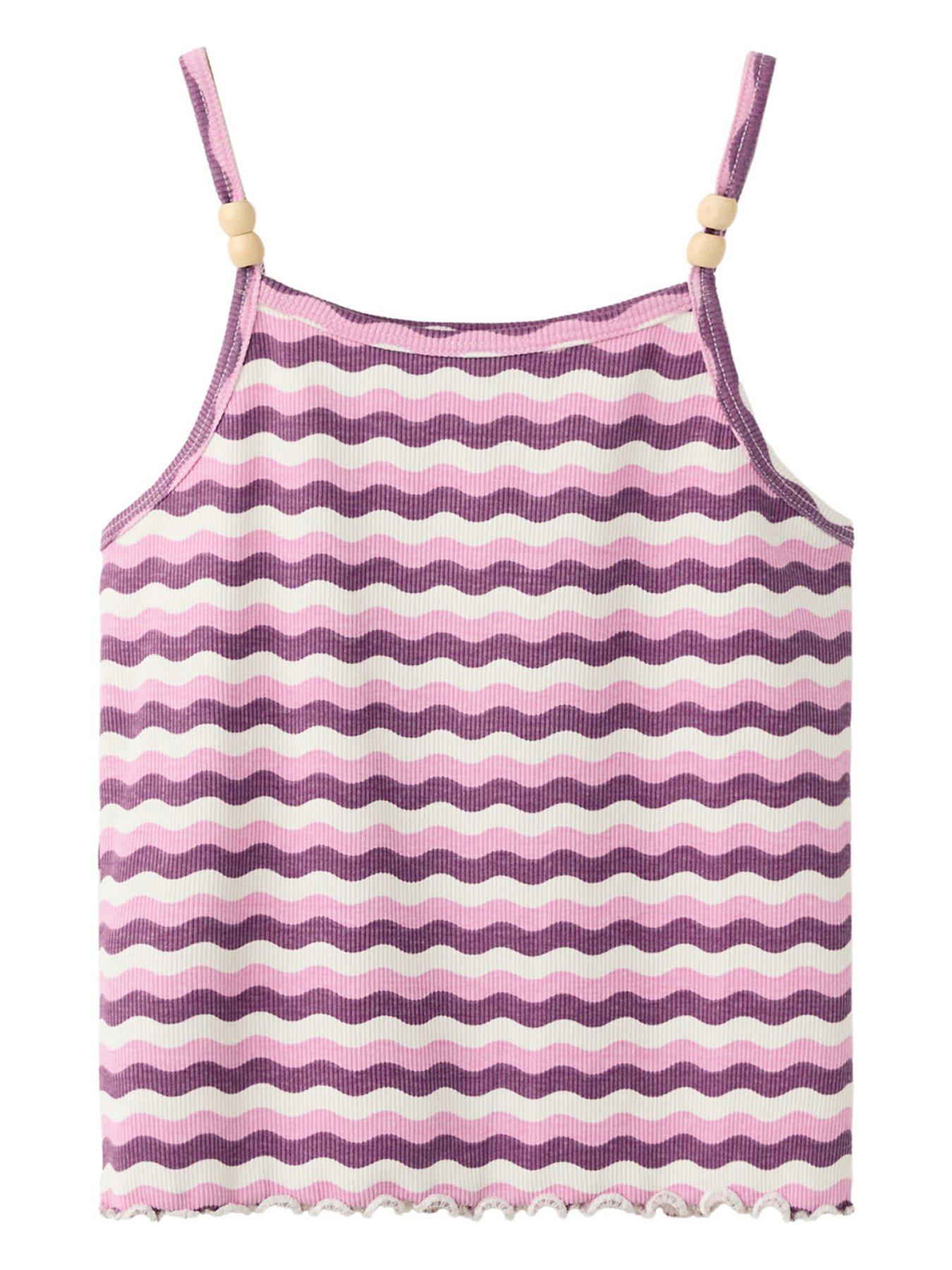 Mango Girls Wavy Stripe Vest Top - Purple