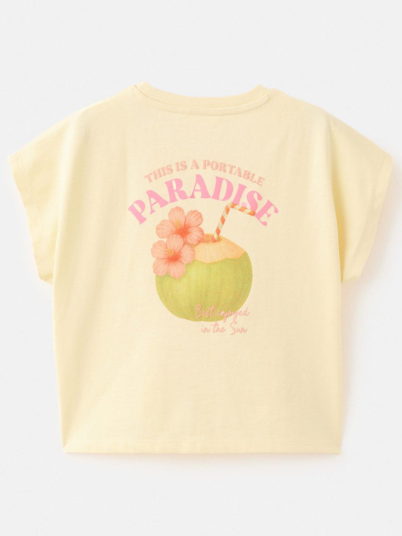 Image 2 of 4 of Mango Girls Tie Front Short Sleeve T-shirt - Light Yellow